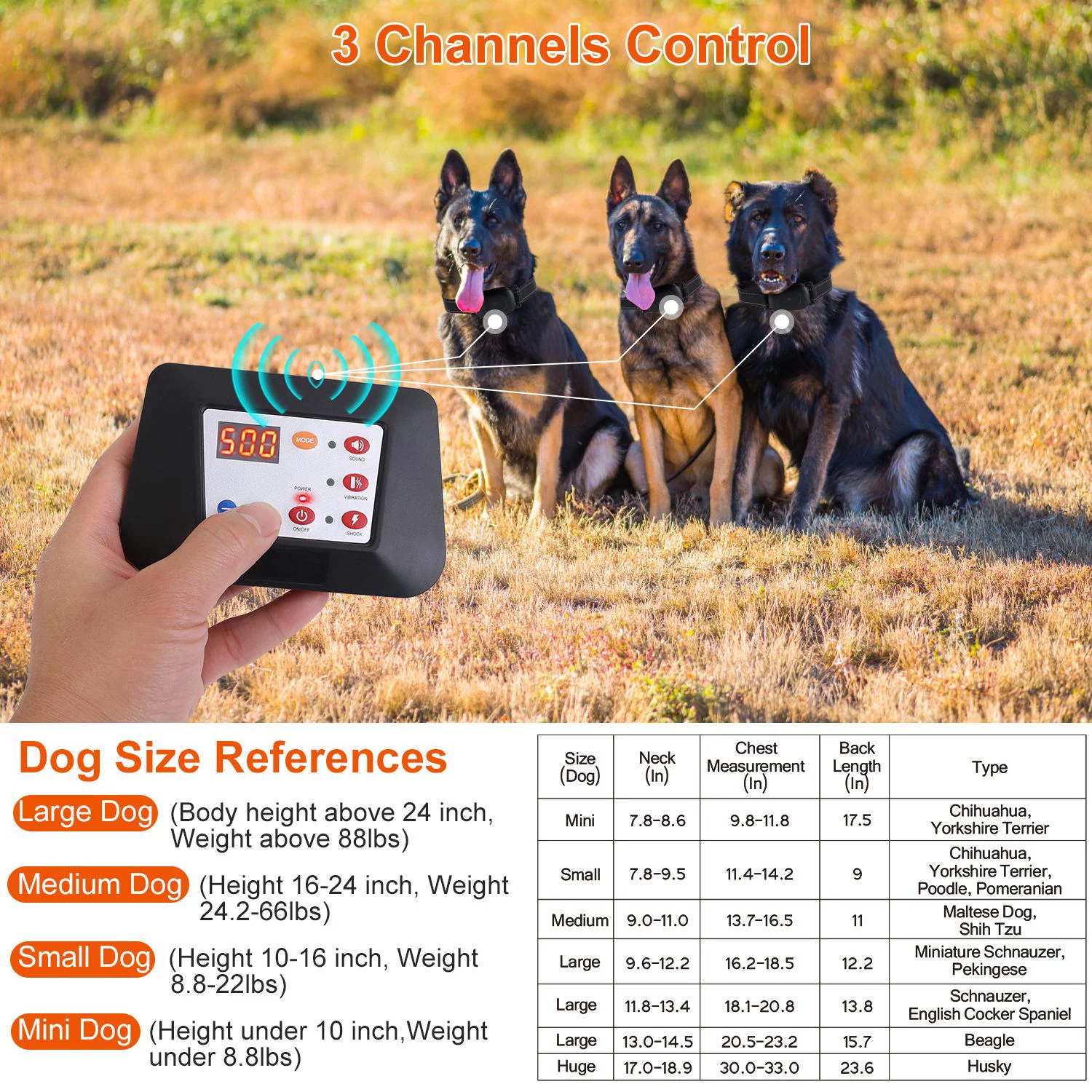 Dog Shock Collar Wireless Fence, iMounTEK Electric Dog Training Collar with Remote 900FT, Beep, Vibration, Shock, Rechargeable E-Collar Waterproof Collar with 3 Training Mode, 1 Transmitter 2 Receiver