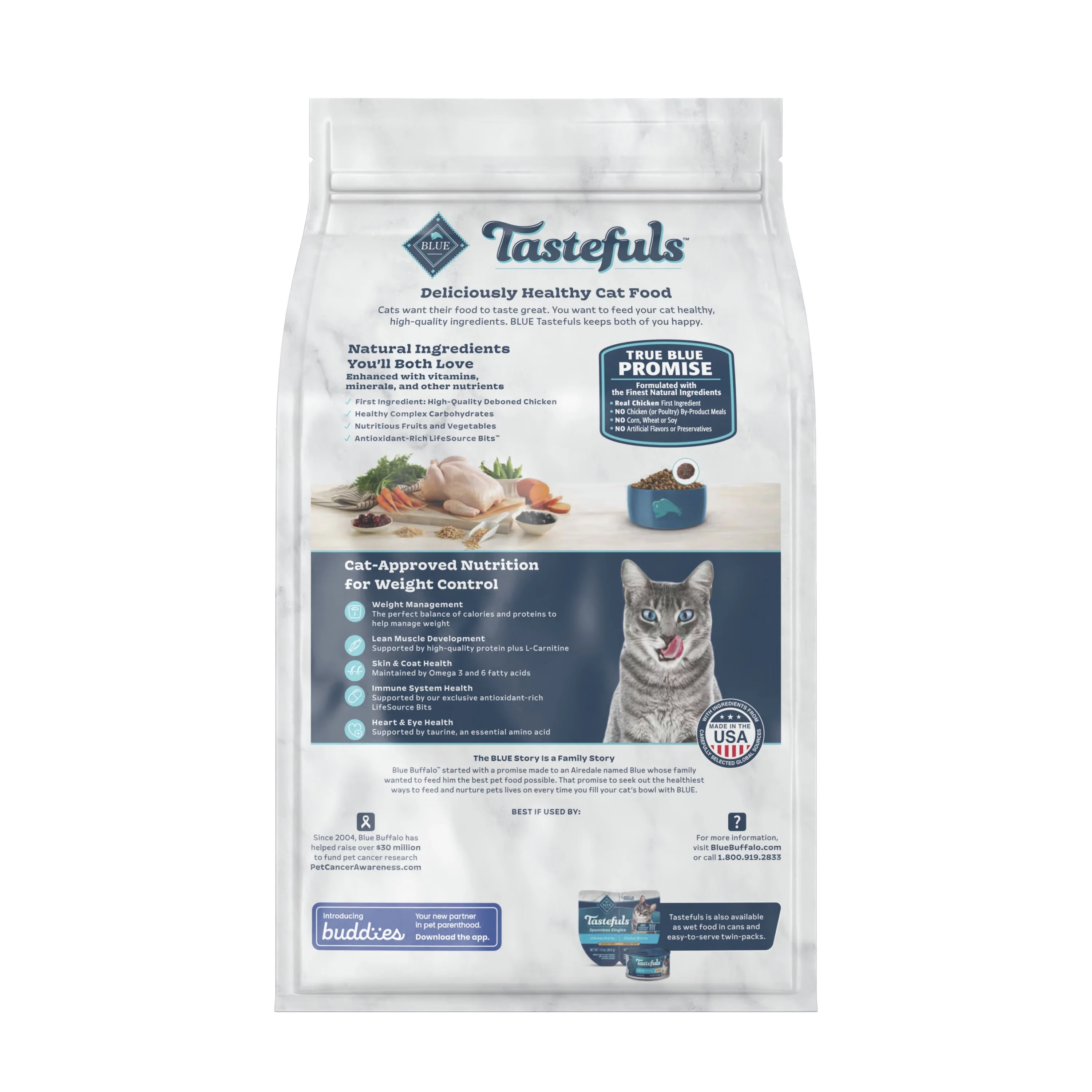 Blue Buffalo Tastefuls Weight Control Natural Adult Dry Cat Food, Chicken 5lb bag