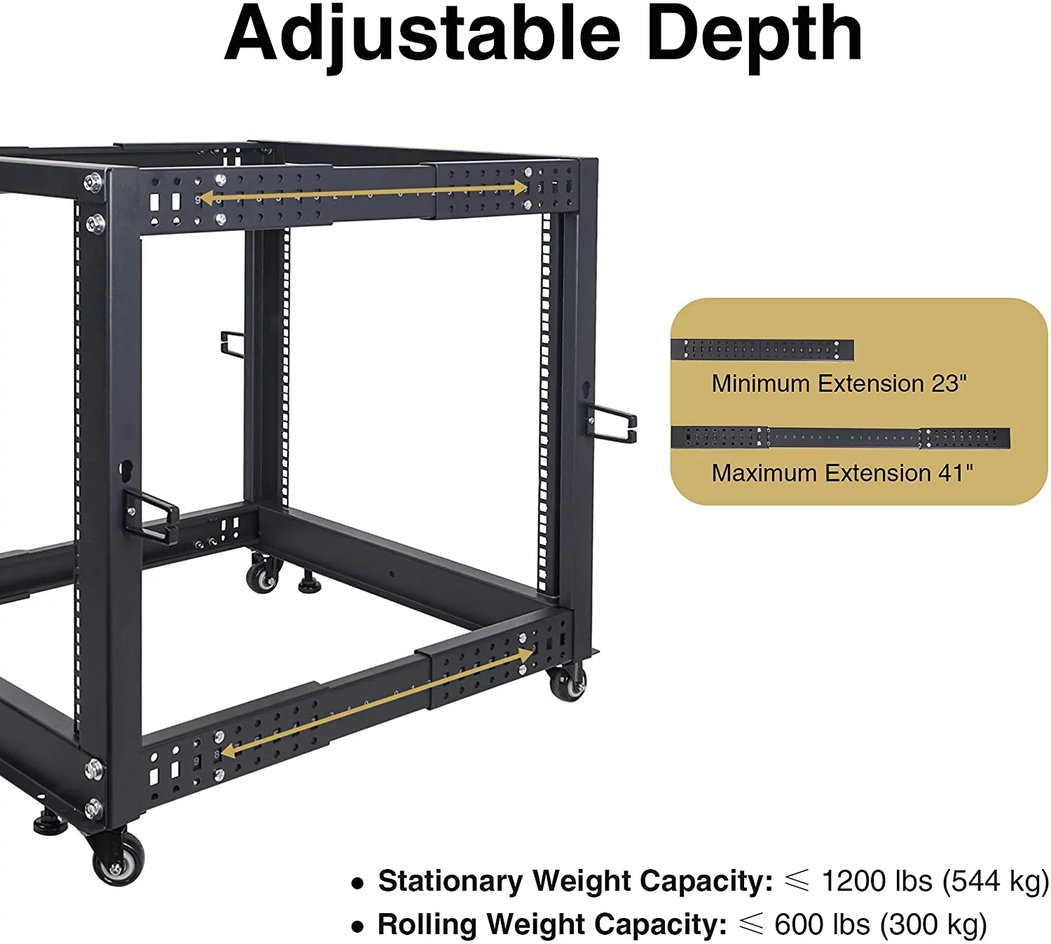 Sound Town 4-Post 25U Open Frame Sever and Network Equipment Rack with Adjustable Depth 22