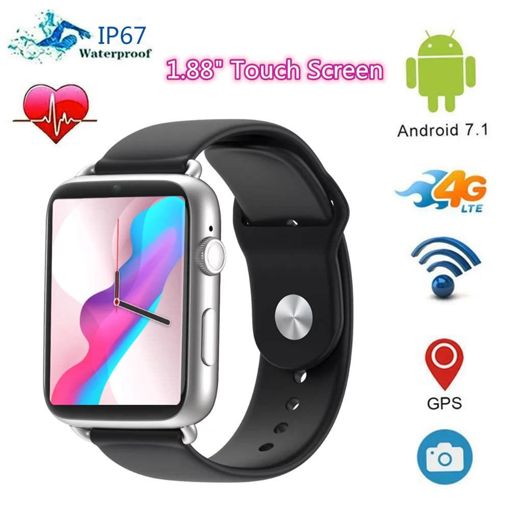 DM20 4G Smart Watch Bluetooth WiFi GPS SIM Phone Call Camera Heart Rate Tracker, Silver 1GB+16GB