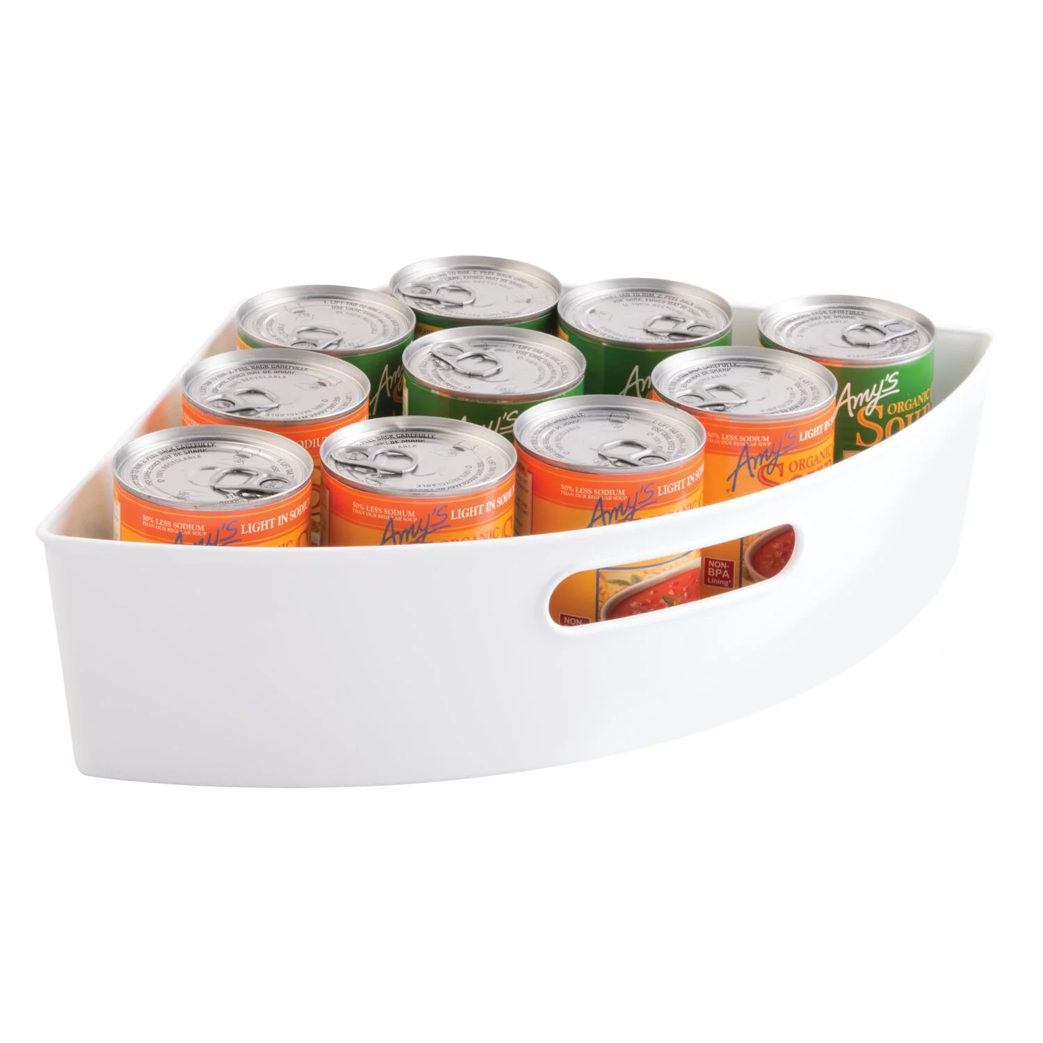 iDesign White BPA-Free Plastic 1/4 Lazy Susan Kitchen Organizer Storage Binz, 17.5