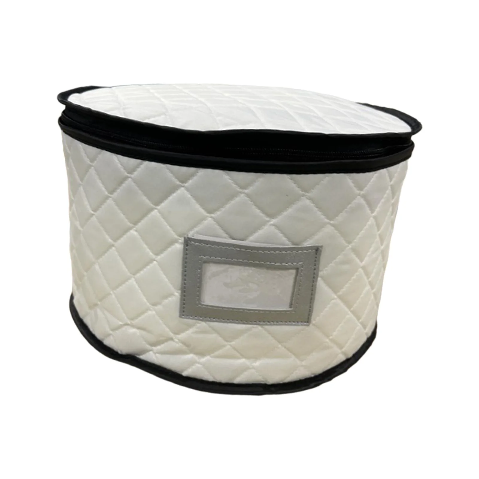 kowaku China Storage Container Cups Plate Bowl Storage Bag, with Protectors Round Hard Shell Case for Chinaware Saucers Stemware Beige M