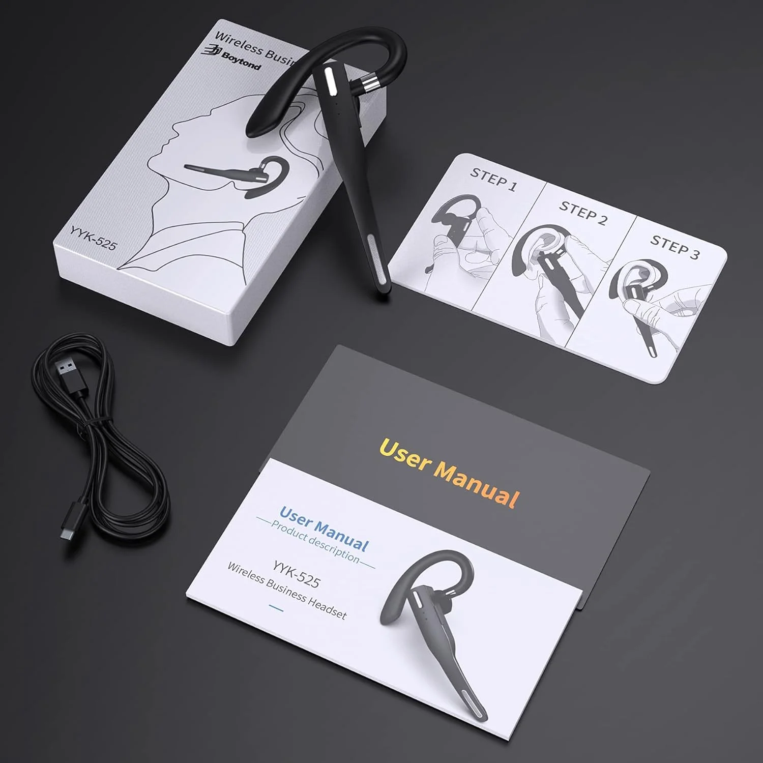 Bluetooth Earpiece for Cell Phone Noise Canceling Headphone with Microphone Wireless Headset Bluetooth Earpiece 5.1 Hands Free Headset CVC8 Compatible with iPhone Android for Business Office Driving