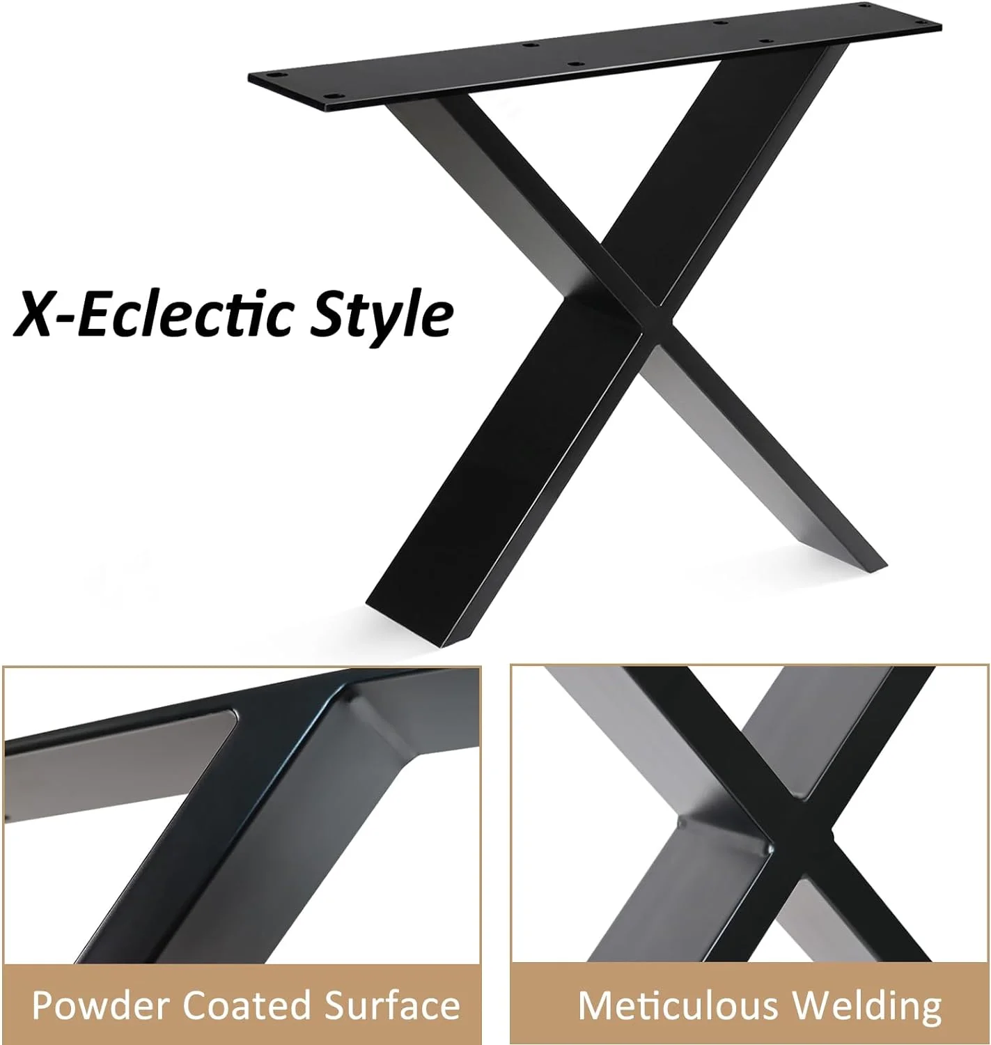 Metal Table Legs 30 inch H 28'' W｜Heavy Duty X Shape Furniture Legs｜Coffee Table Legs for DIY Furniture,Computer Table, Dining Table,Modern Desks｜Black Desk Legs(2 PCS)