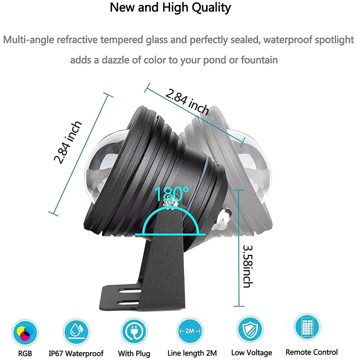 Semfri RC RGB Flood Light 16 Colors Landscape Flood Light 180? Color Changing LED Spotlight