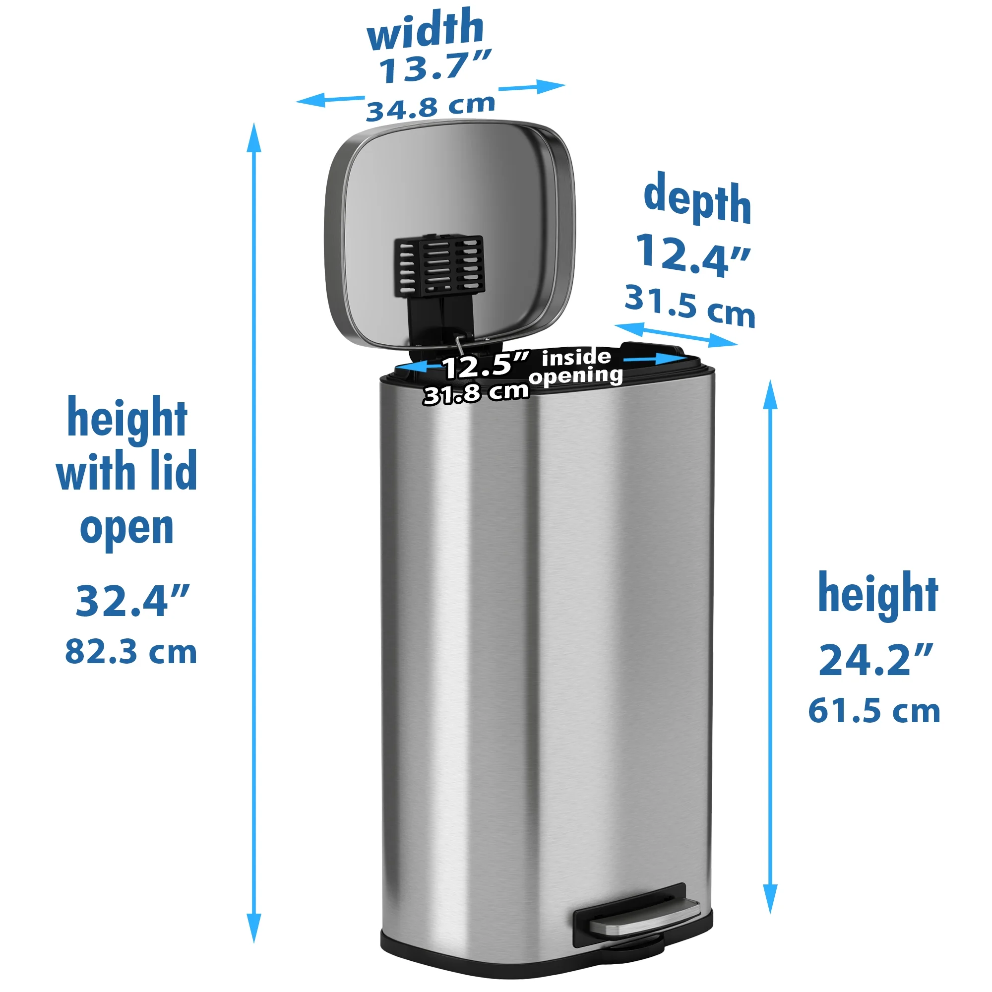 iTouchless SoftStep Stainless Steel Step Trash Can, 8 Gallon, 30 Liter