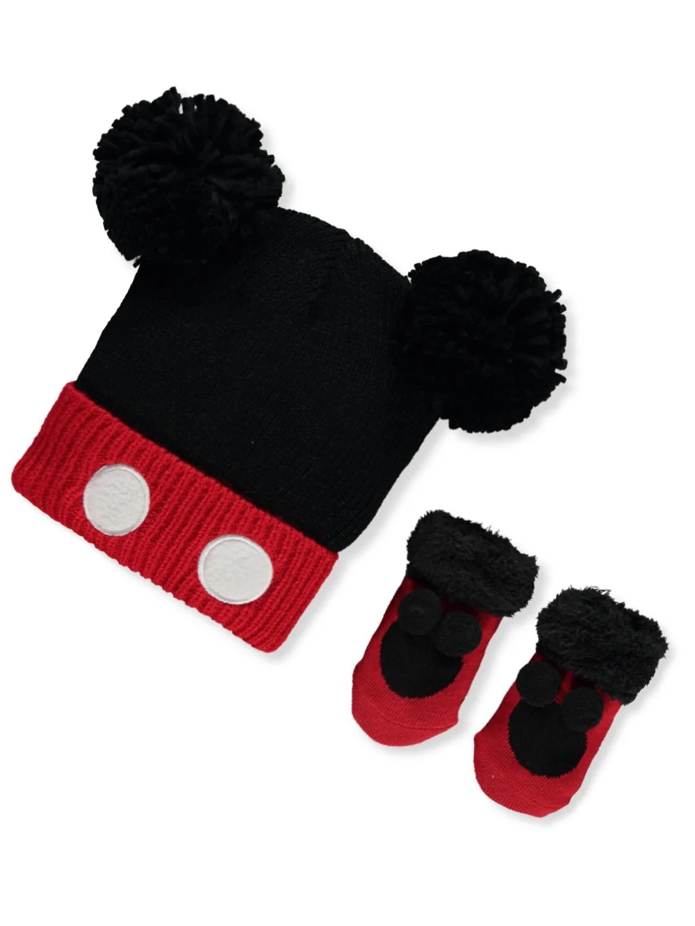 Disney Mickey Mouse Baby Boys' 2-Piece Hat & Booties Set - black/red, one size