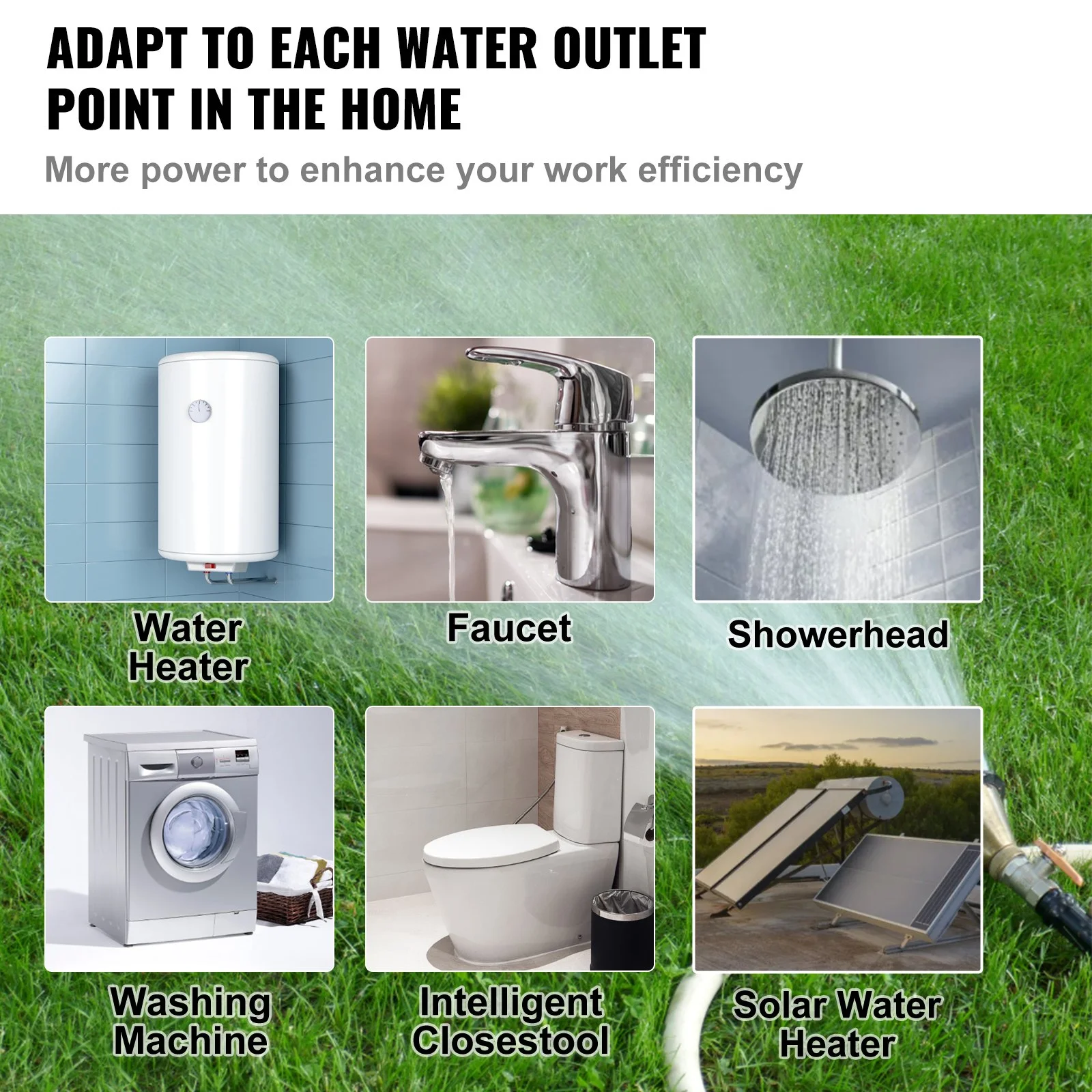 VEVOR 120W Water Pressure Booster Pump, 110V AC - 396 GPH, 21.75 PSI with Max Flow 25 L/min, Automatic Household Pump for Whole House and Shower, Includes Water Flow Switch