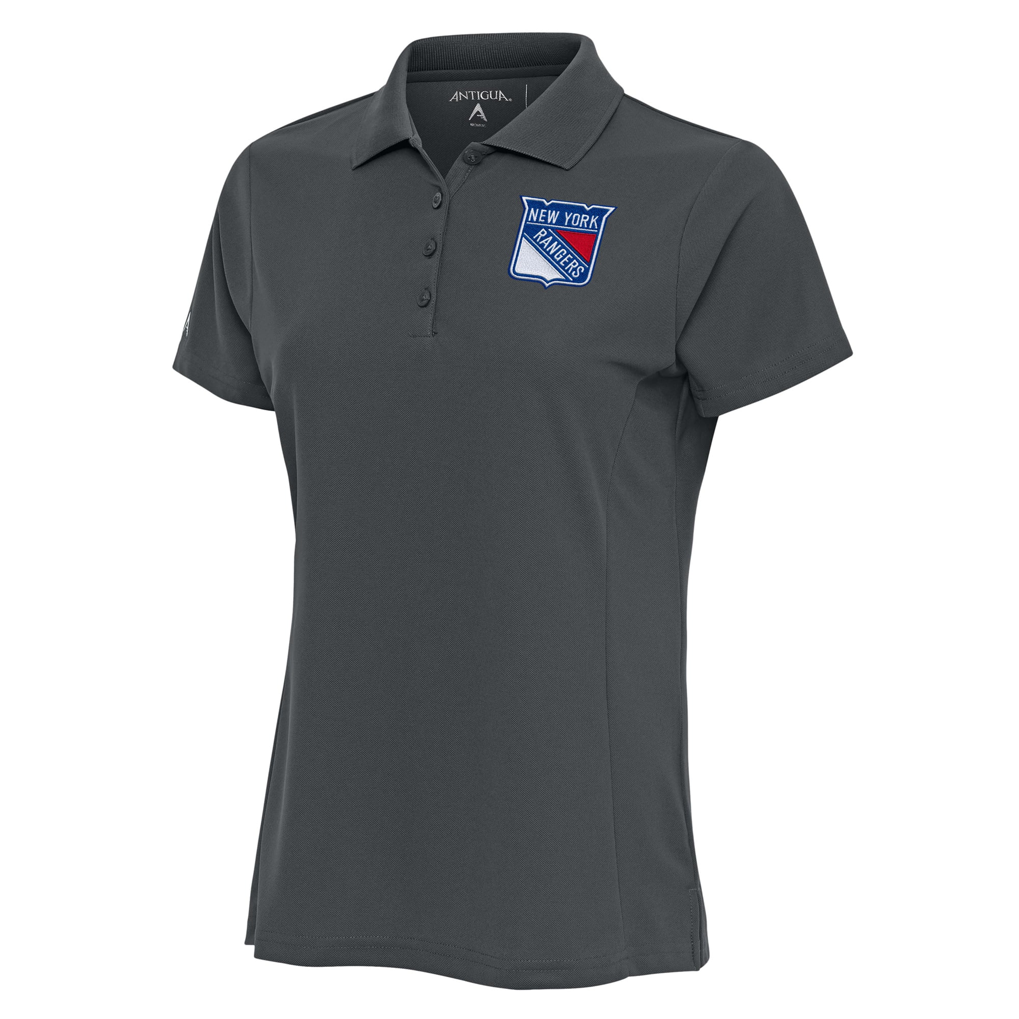 Women's Antigua Charcoal New York Rangers Team Logo Legacy Pique Polo