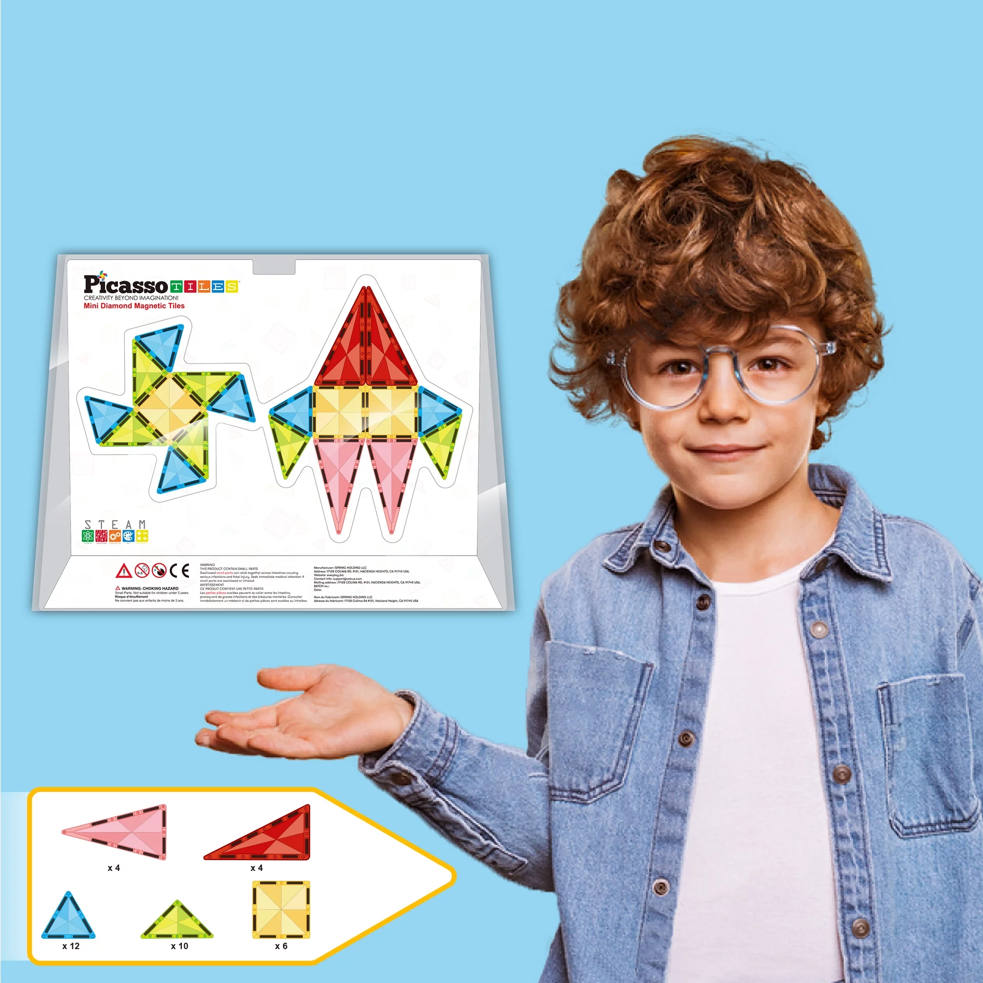 PicassoTiles 36pc Magnet Tile Building Blocks Toy for Toddlers Children 3 4 5 6 7 8 Year Old PTM36