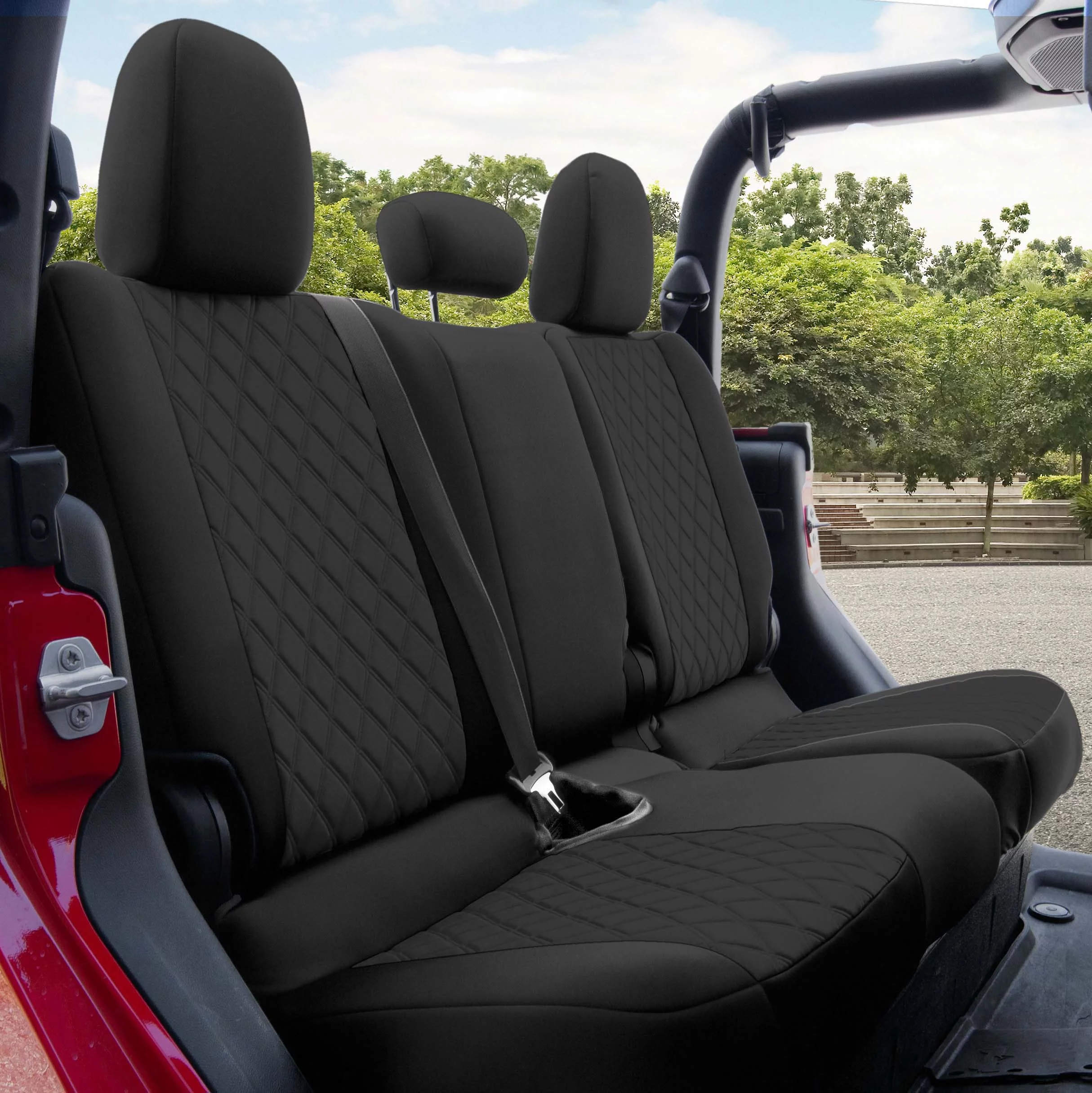 For 2020-2024 Jeep Gladiator FH Group Neoprene Waterproof Custom Fit Car Seat Covers - Full Set Black