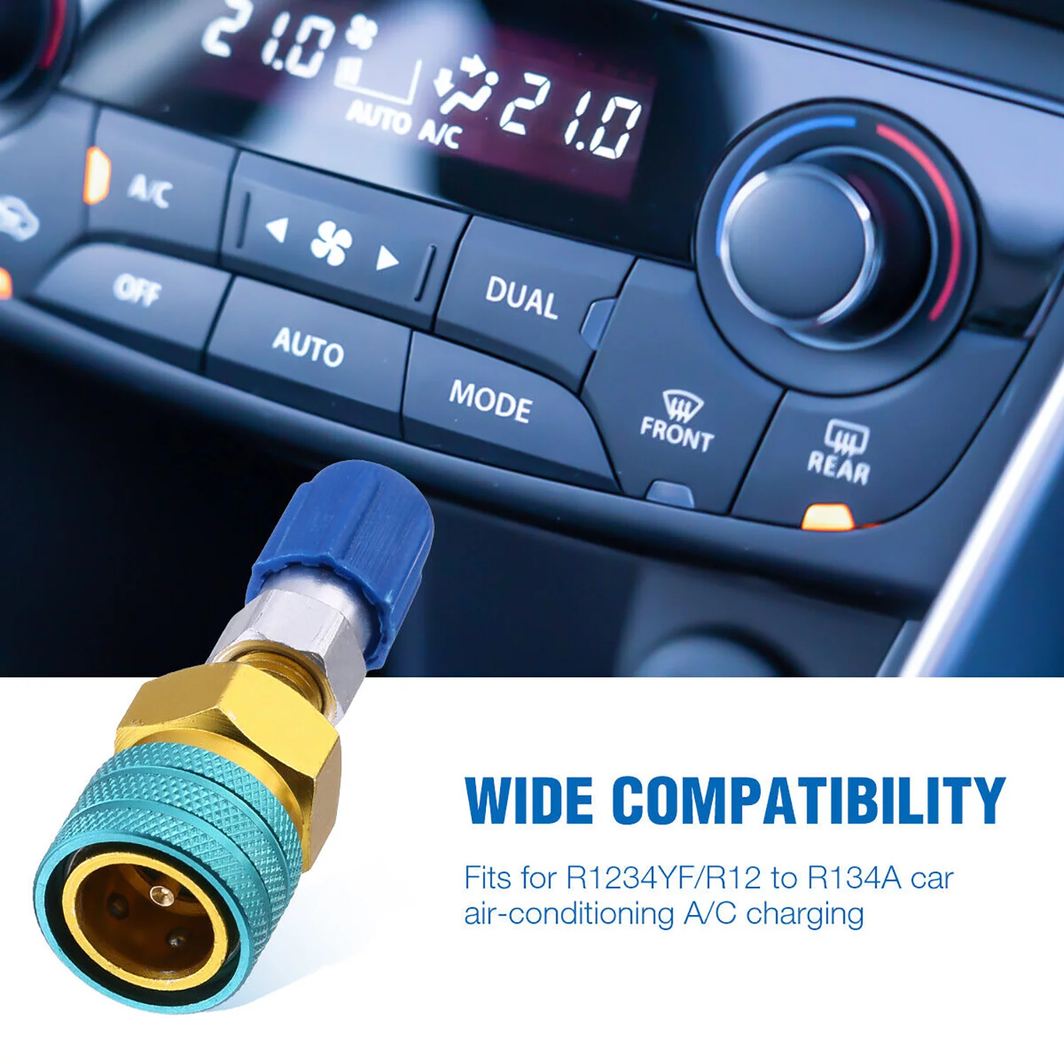 2pcs Conditioning Fitting Set R1234YF to R134A Adapter R1234YF Low Side Quick Coupler Conversion Kit Refrigerant Can Adapter Valve AC Charging Hose Adapter Connector for Car Air-Conditioning