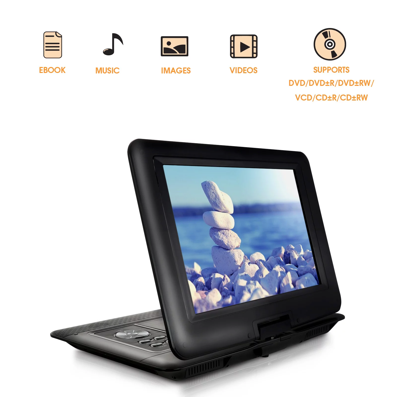 Trexonic 13.3 Inch Portable DVD Player with Swivel TFT-LCD Screen and USB,SD,AV Inputs