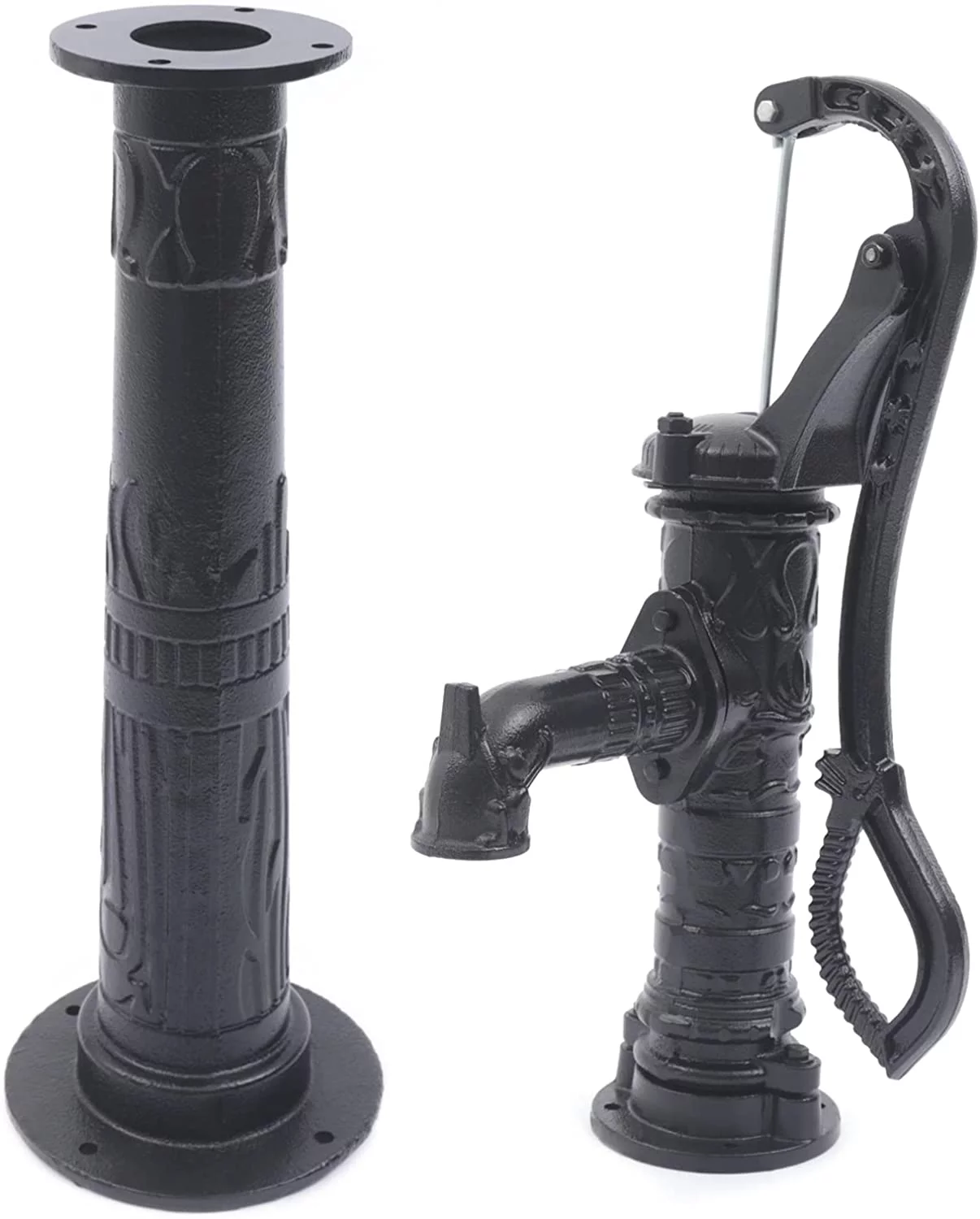 Hand Pump Cast Iron Well Water Pitcher Press Suction Garden 19.69ft w/ Stand Tall Shallow Well Pitcher Hand Water Pump w/ Stand Cast Iron 19.69ft Suction Garden Hand Water Pump Cast Iron Black