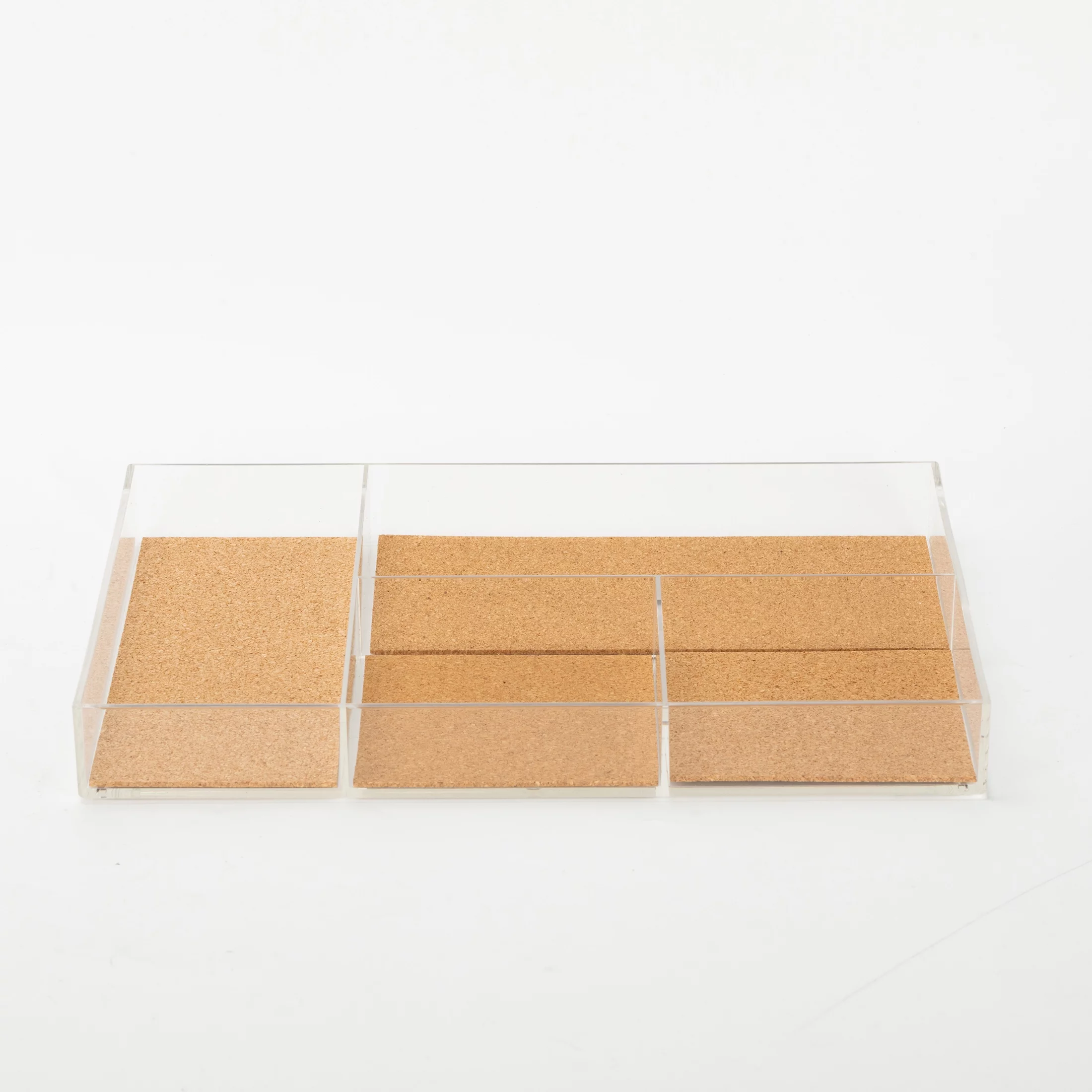 Pen+Gear 4 Grids Organization Tray with Cork Tile, Clear, 1 Pack