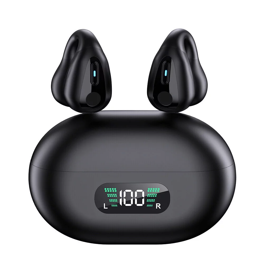 JLLOM Wireless Earbuds with Ear Clip - Bluetooth Sport Headset - Bone Conduction Headphones for Outdoor Activities