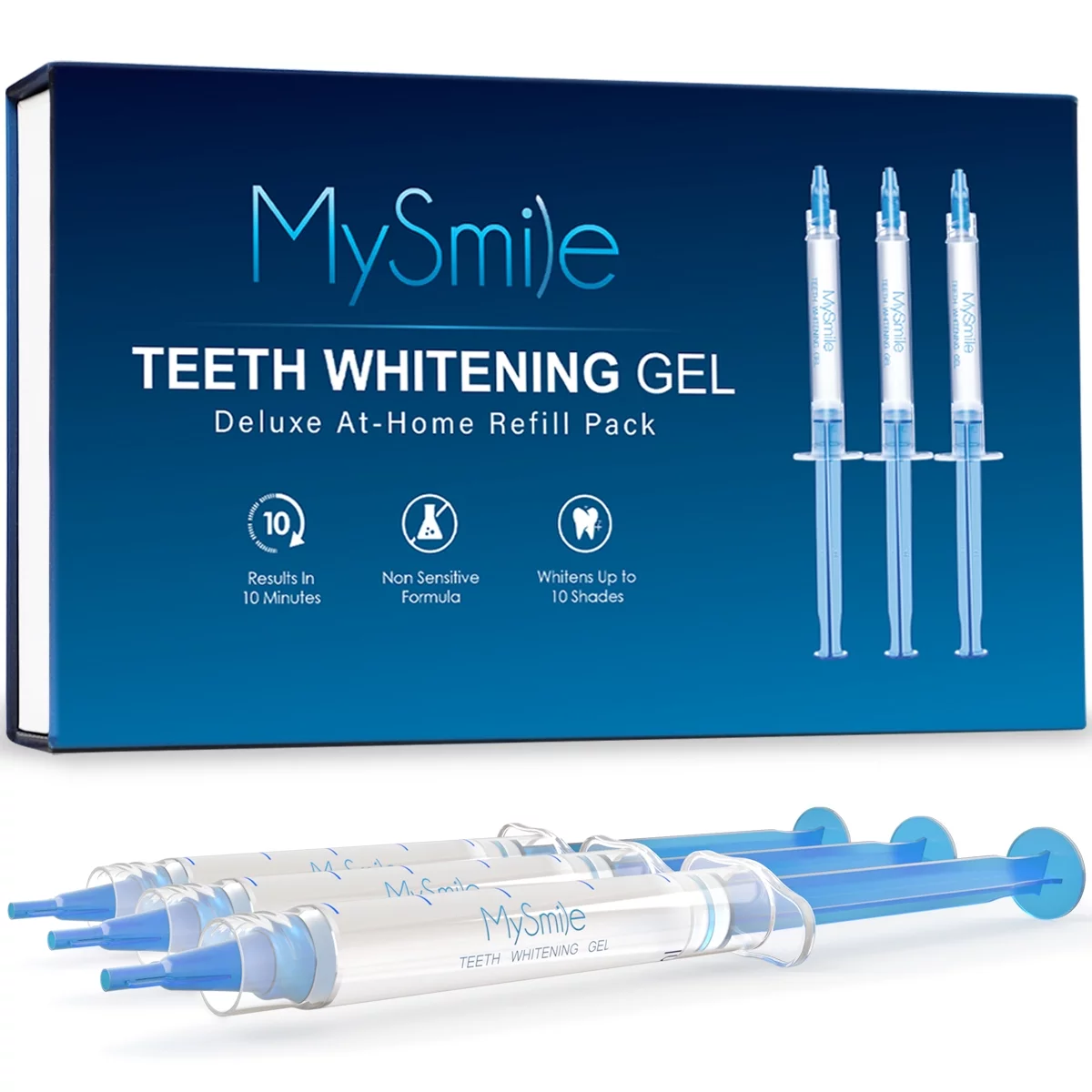 MySmile 6*3ml 35% Teeth Whitening Kit with 28-LED USB Light, Tooth Whitener, Non Sensitive Teeth Whitening Carbamide Peroxide Refill Pack Gel, 10 Minutes Whitening Treatment