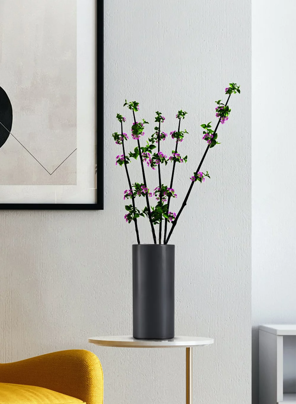 Serene Spaces Living Black Ceramic Cylinder Vase, Measures 8