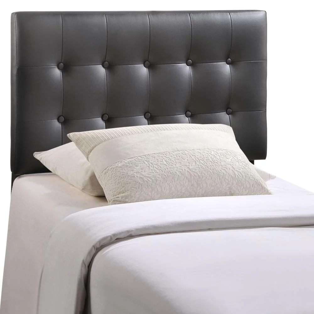Modway Emily Twin Modern Style Upholstered Faux Leather Headboard in Black