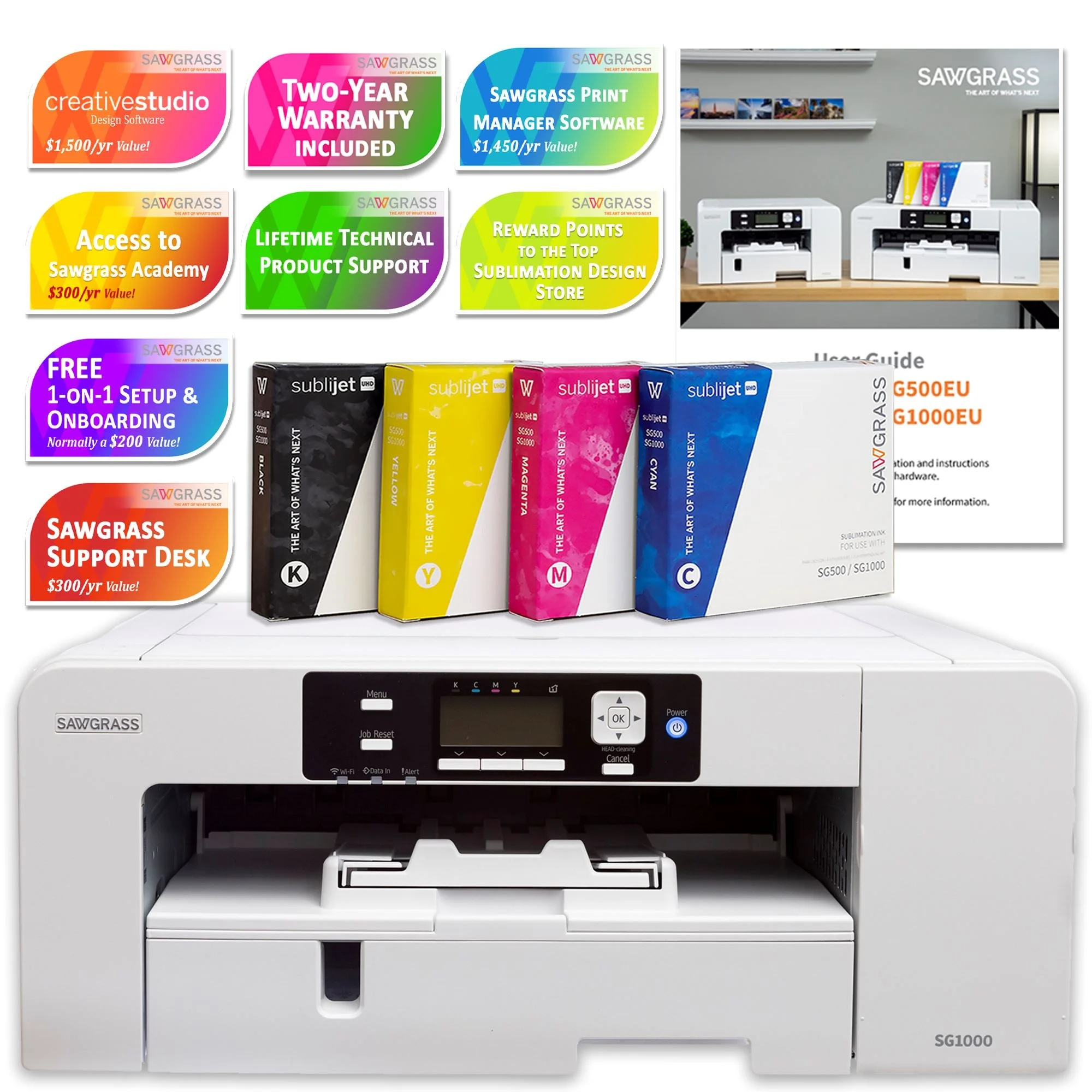 Sawgrass UHD Virtuoso SG1000 Sublimation Printer with Deluxe Stater Bundle