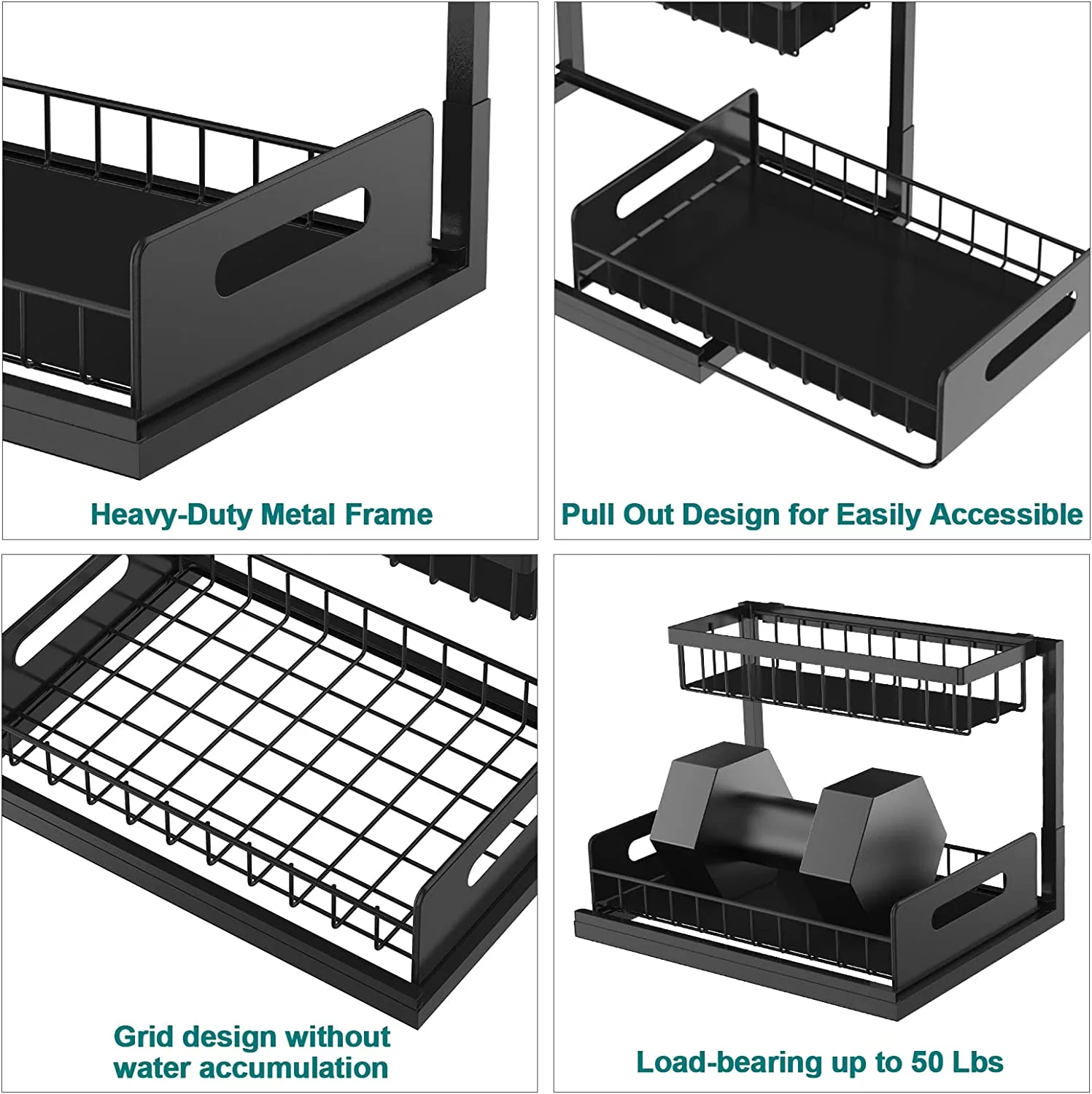 Sensch Under Sink Organizers and Storage 2 Tier Sliding Pull-out Organizer for Bathroom Kitchen