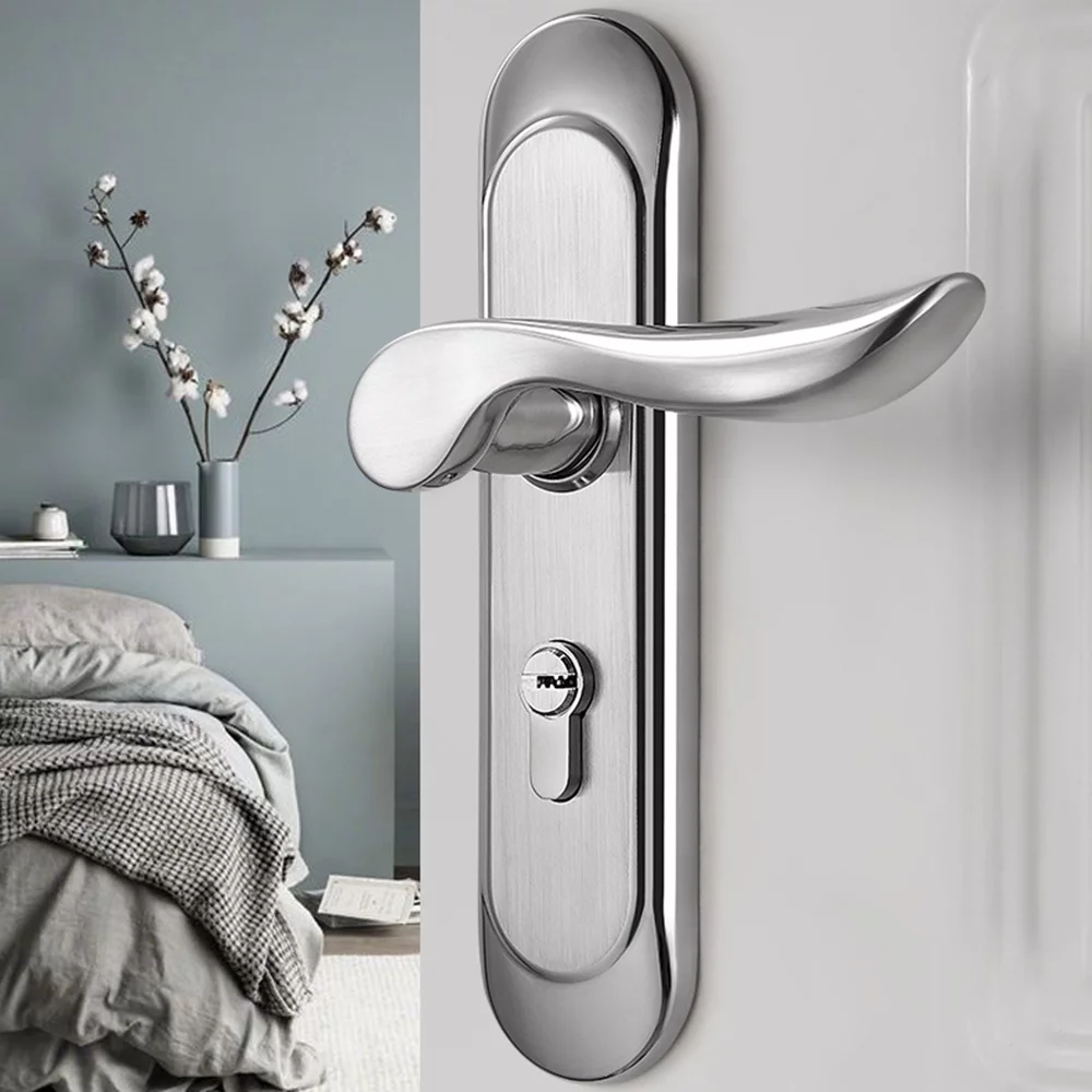 ANQIDI Full Set Privacy Door Security 304 Stainless Steel Mortise Lever Handle Lock w/Key