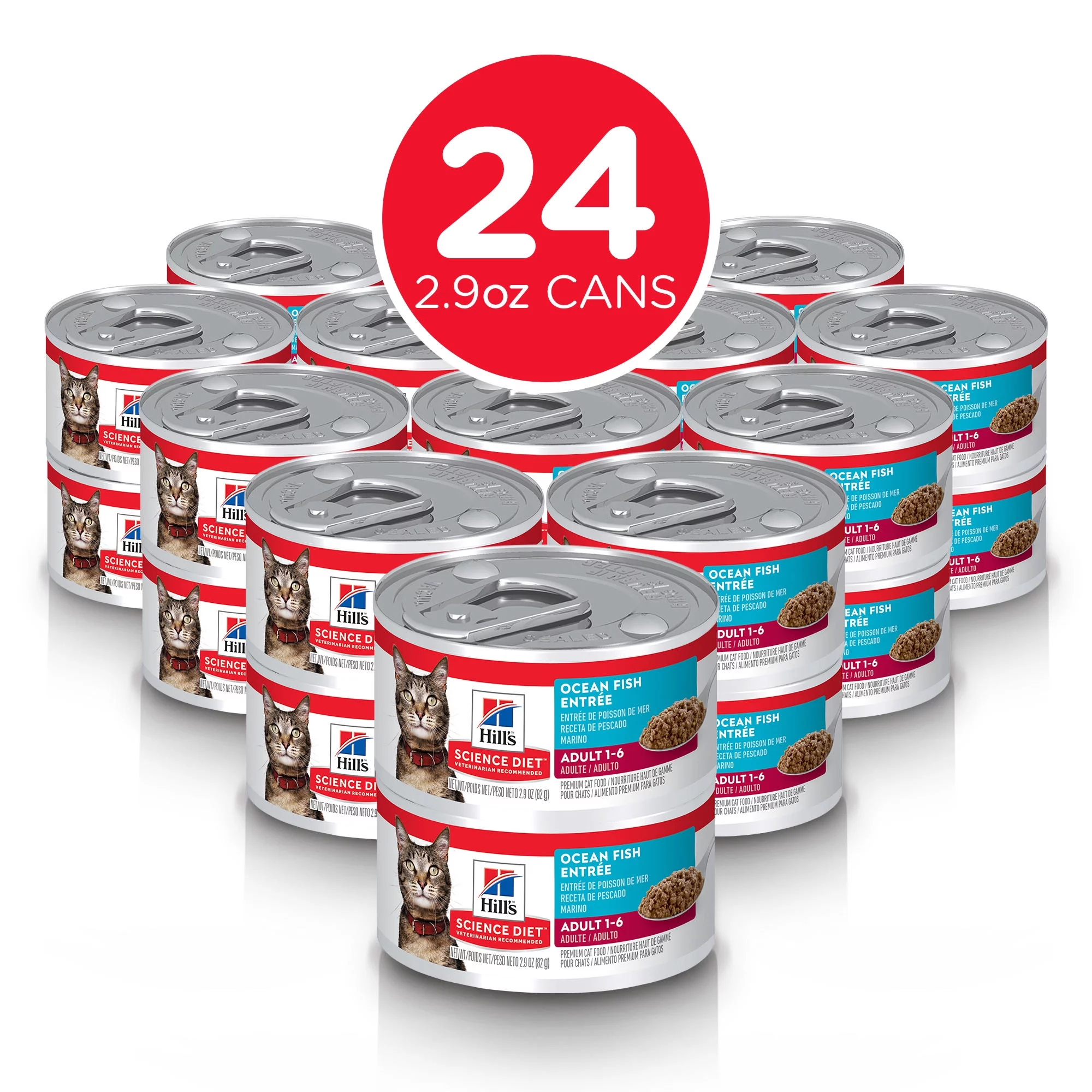 Hill's Science Diet Adult Canned Cat Food, Ocean Fish Entrée, 2.9 oz, 24 Pack wet cat food