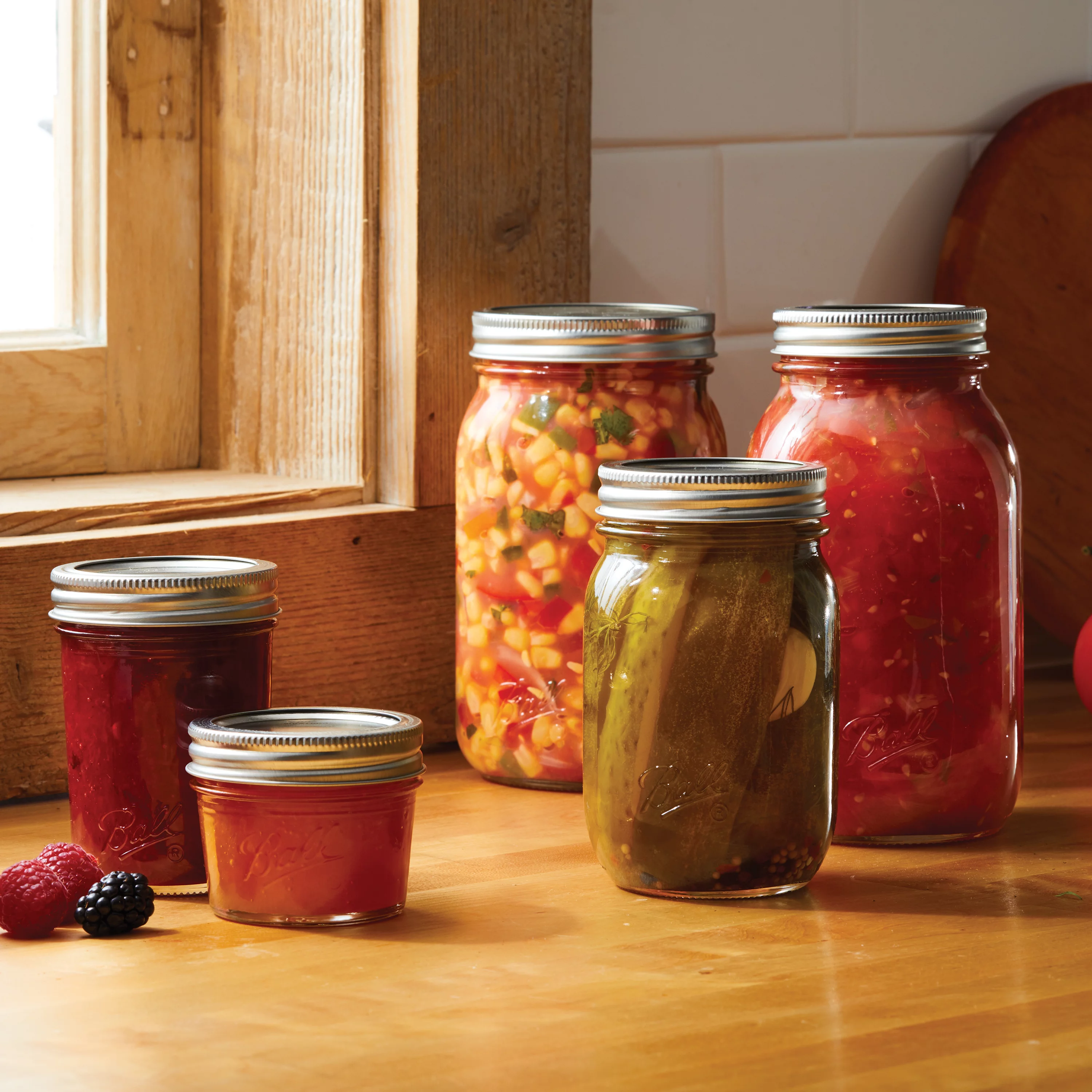 Ball, Smooth-Sided Glass Mason Jars with Lids & Bands, Wide Mouth, 32 oz, 12 Count