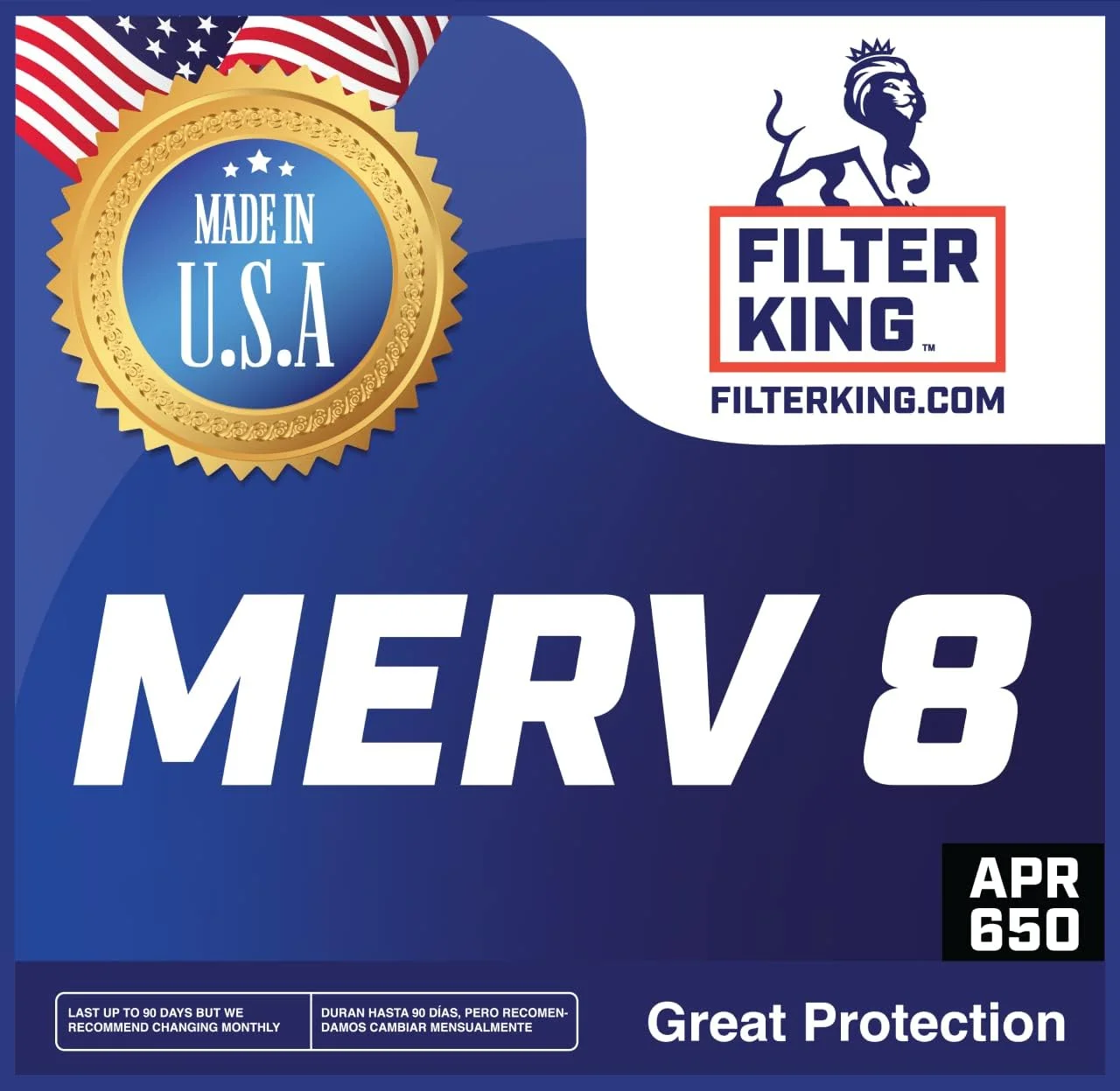 Filter King 13.5x19.5x1a Air Filter | 3-PACK | MERV 8 HVAC Pleated A/C Furnace Filters | MADE IN USA | Actual Size: 13.5 x 19.5 x .75