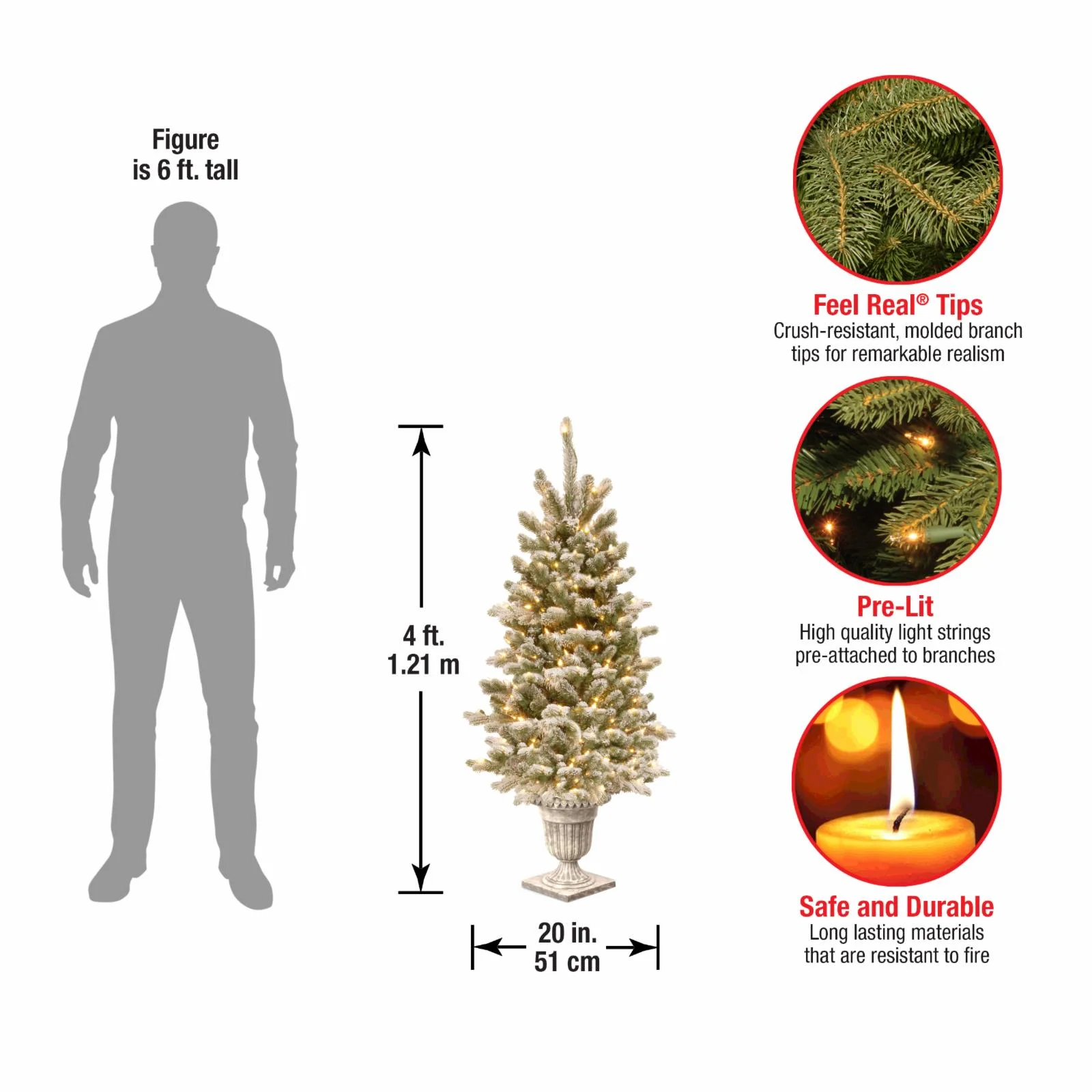 National Tree Company 4 ft. Snowy Sheffield Spruce Entrance Tree with Twinkly™ LED Lights