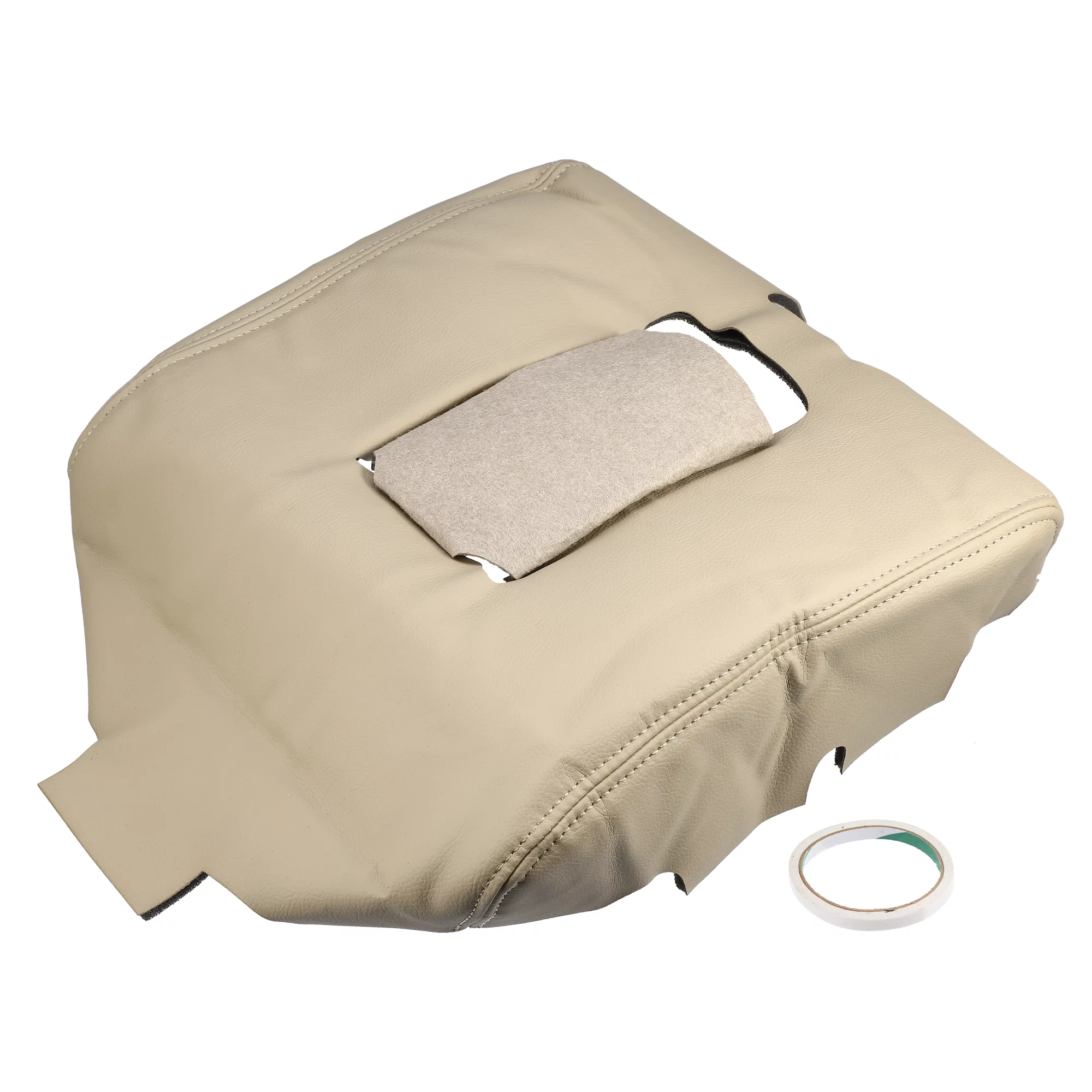 Center Console Armrest Box Cover for Chevy Silverad 2014-2018 Interior Anti-Scratch Faux Leather Beige