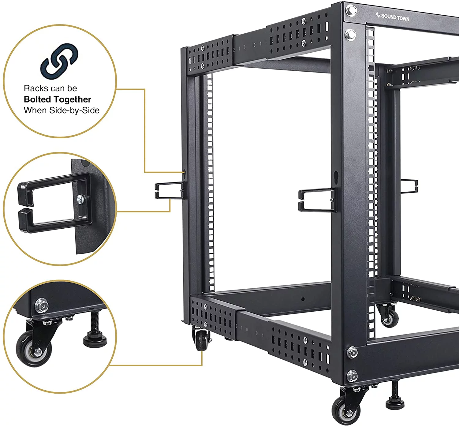 Sound Town 4-Post 25U Open Frame Sever and Network Equipment Rack with Adjustable Depth 22