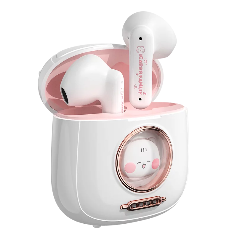 Tws Cartoon Bluetooth 5.1 Earphones Cute Half In Ear Wireless Headphones Smart Touch HD Sound Quality Earbuds Long Battery Life