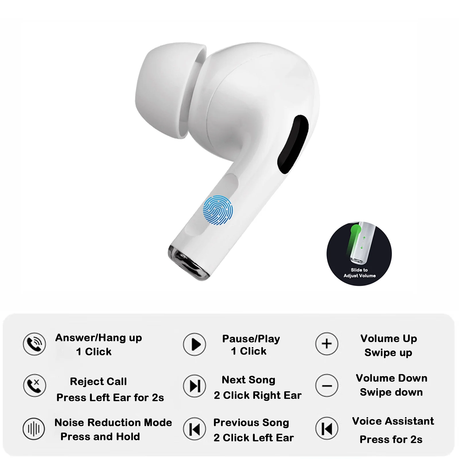 Noise Cancelling Wireless Earbuds Bluetooth Touch Screen Control Earphones Pro 2 Generation for iPhone Android ANC/ENC