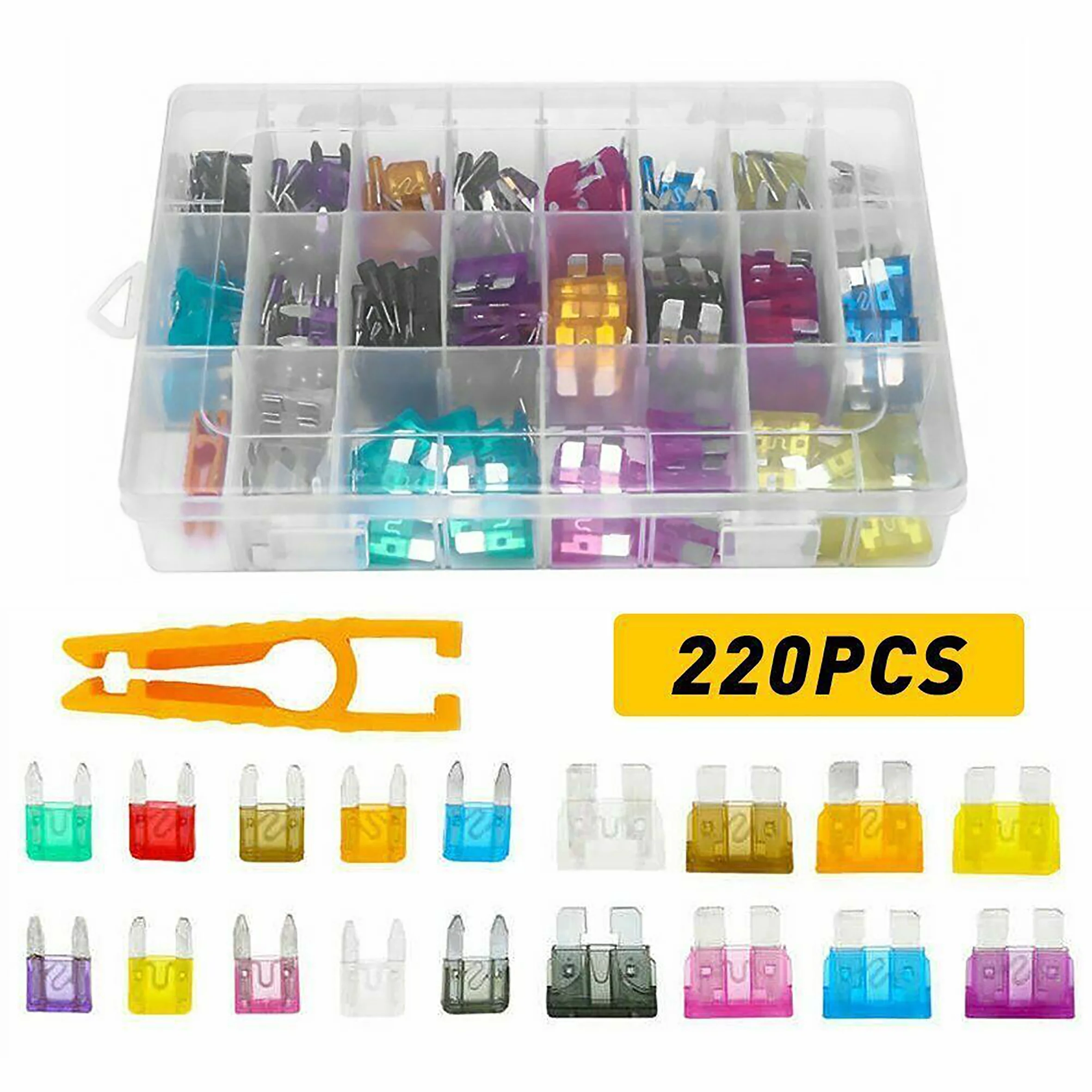 Saltnlight 220pc Blade Fuse Assortment Auto Car Truck Motorcycle Fuses Kit ATC ATO ATM