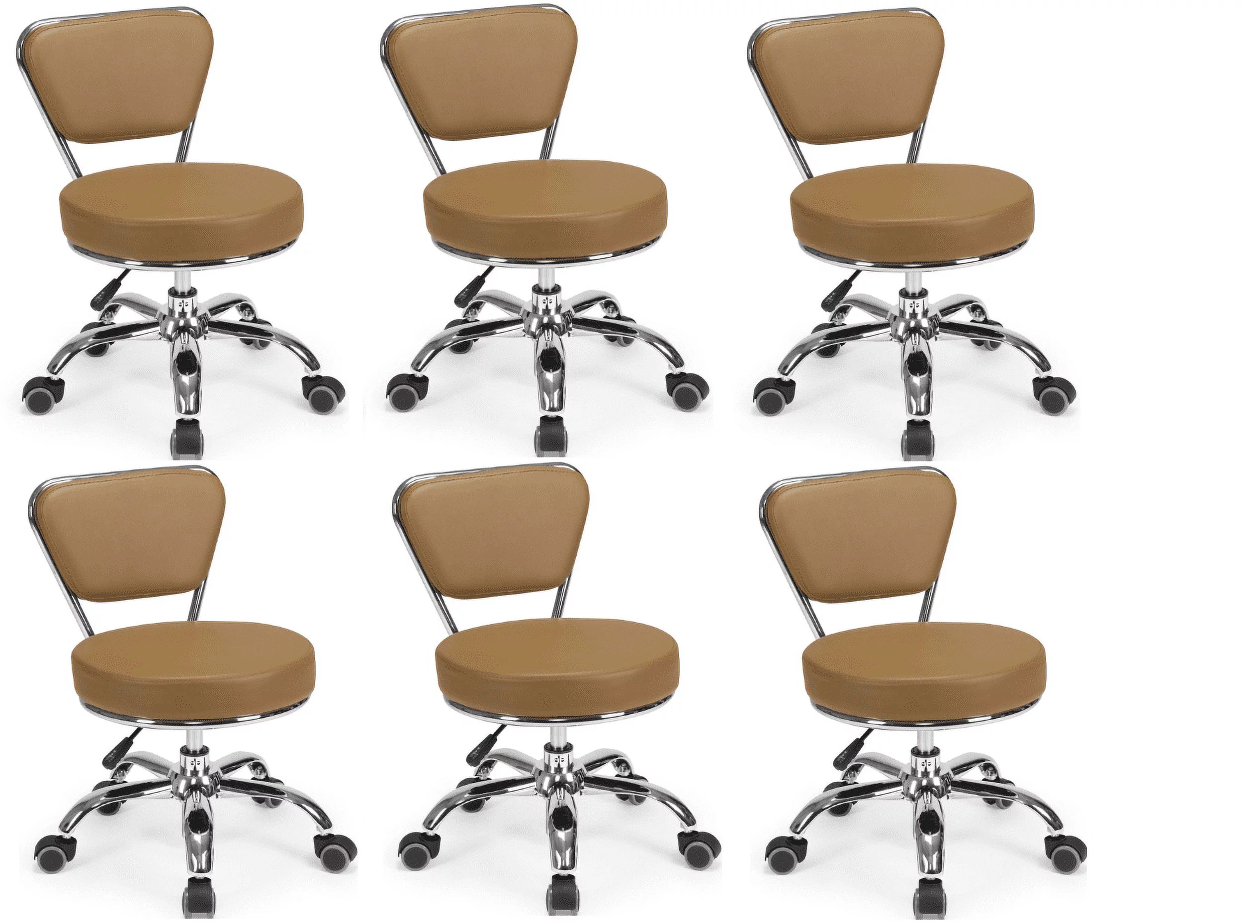 Set of 6 Dayton Pedicure Stool (Cappuccino) Pneumatic, Adjustable Height, Perfect for Nail Salon, Pedicure spa