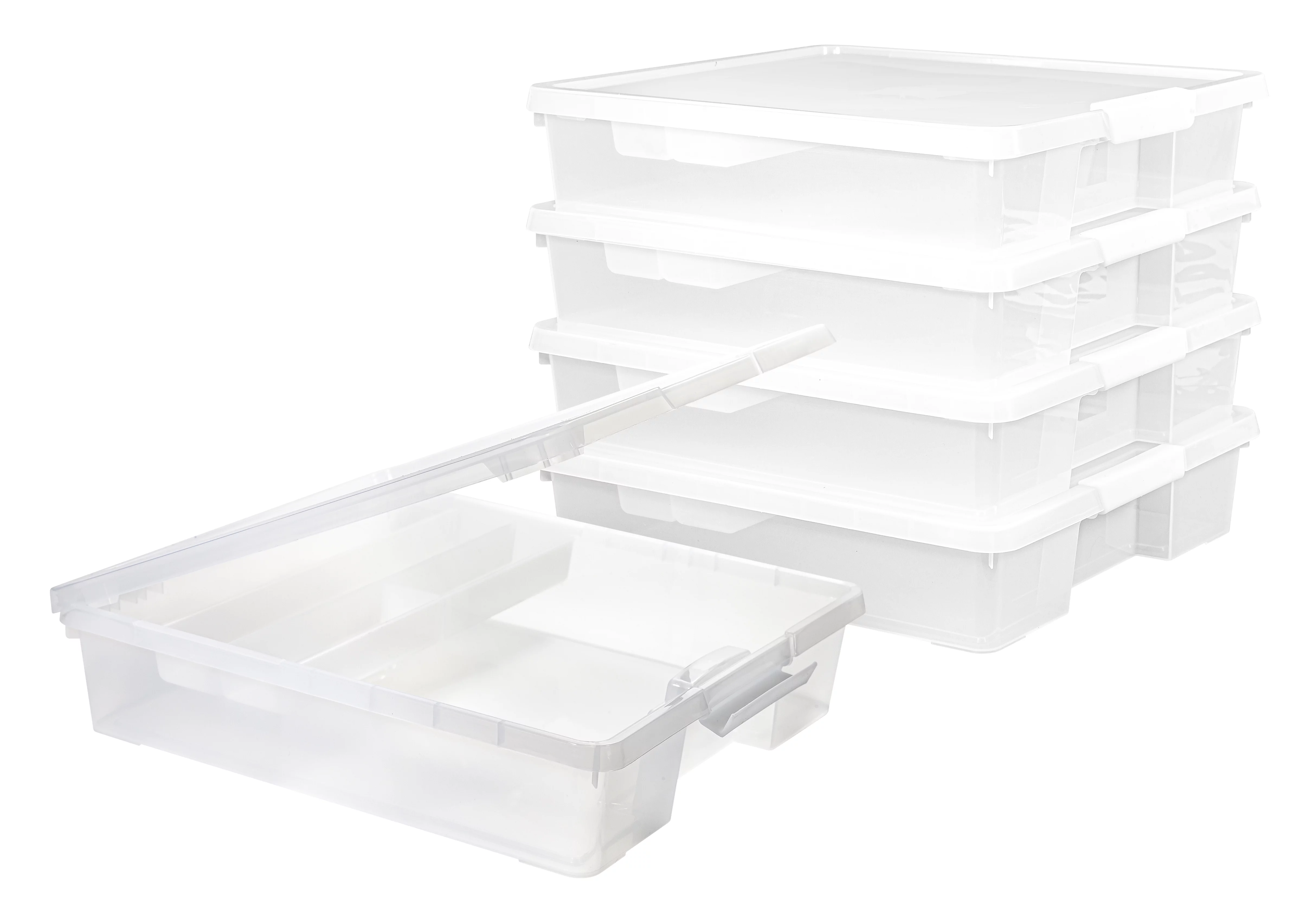 Pen+Gear Plastic File and Document Case with Supply Tray, Tint Clear, 5-Pack