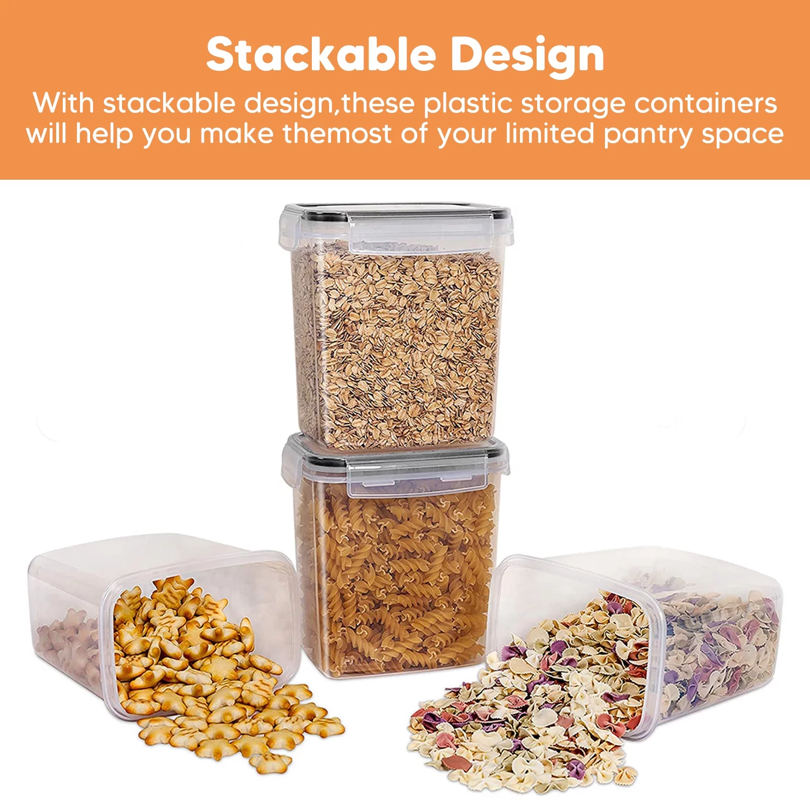 Airtight Food Storage Containers, Airtight Pantry Organization and Storage, 7 Pieces BPA Free Plastic Airtight Kitchen,Flour Container,Kitchen Storage Container,Large Food Storage Container