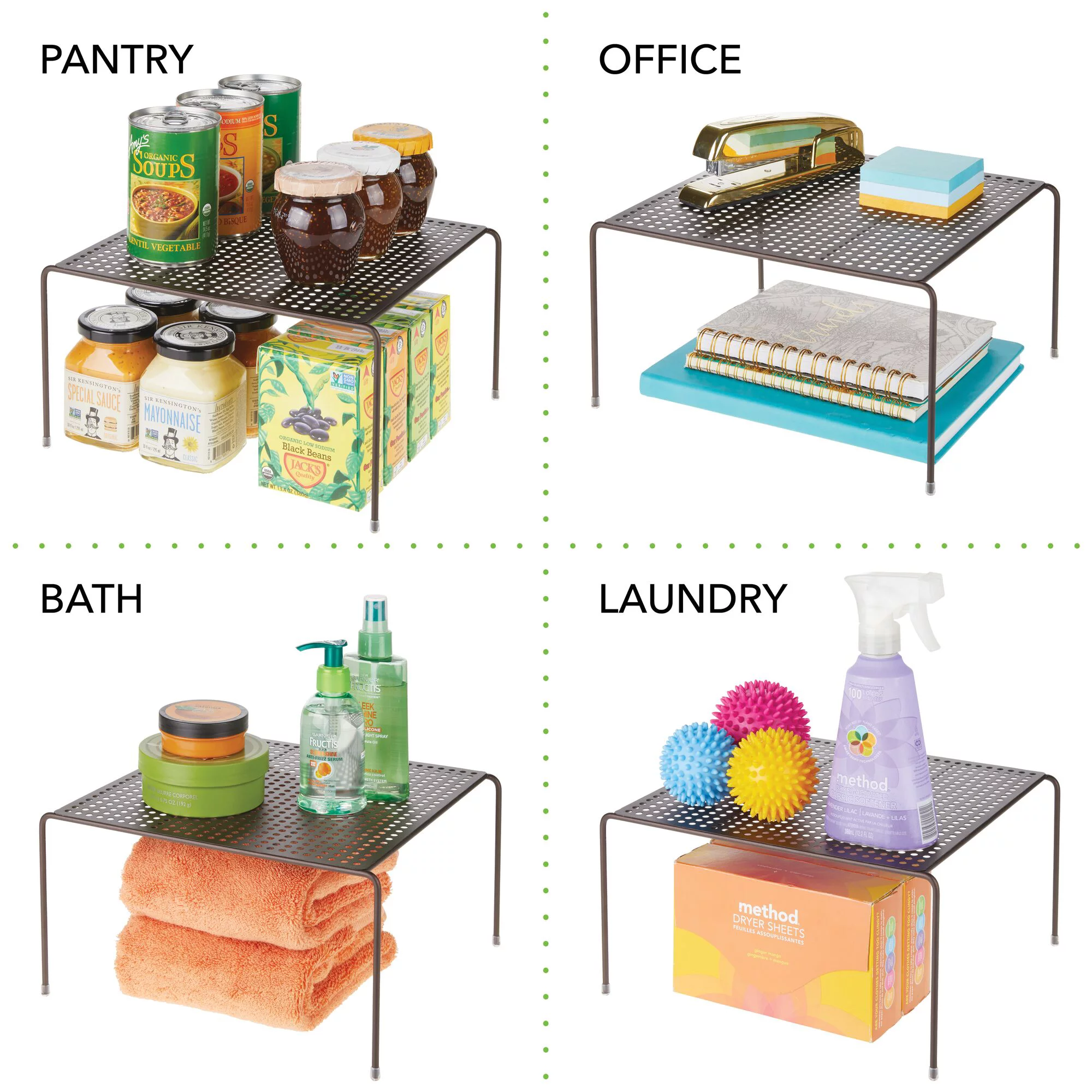 mDesign Metal Square Kitchen Organizer Storage Shelves, 4 Pack - Bronze