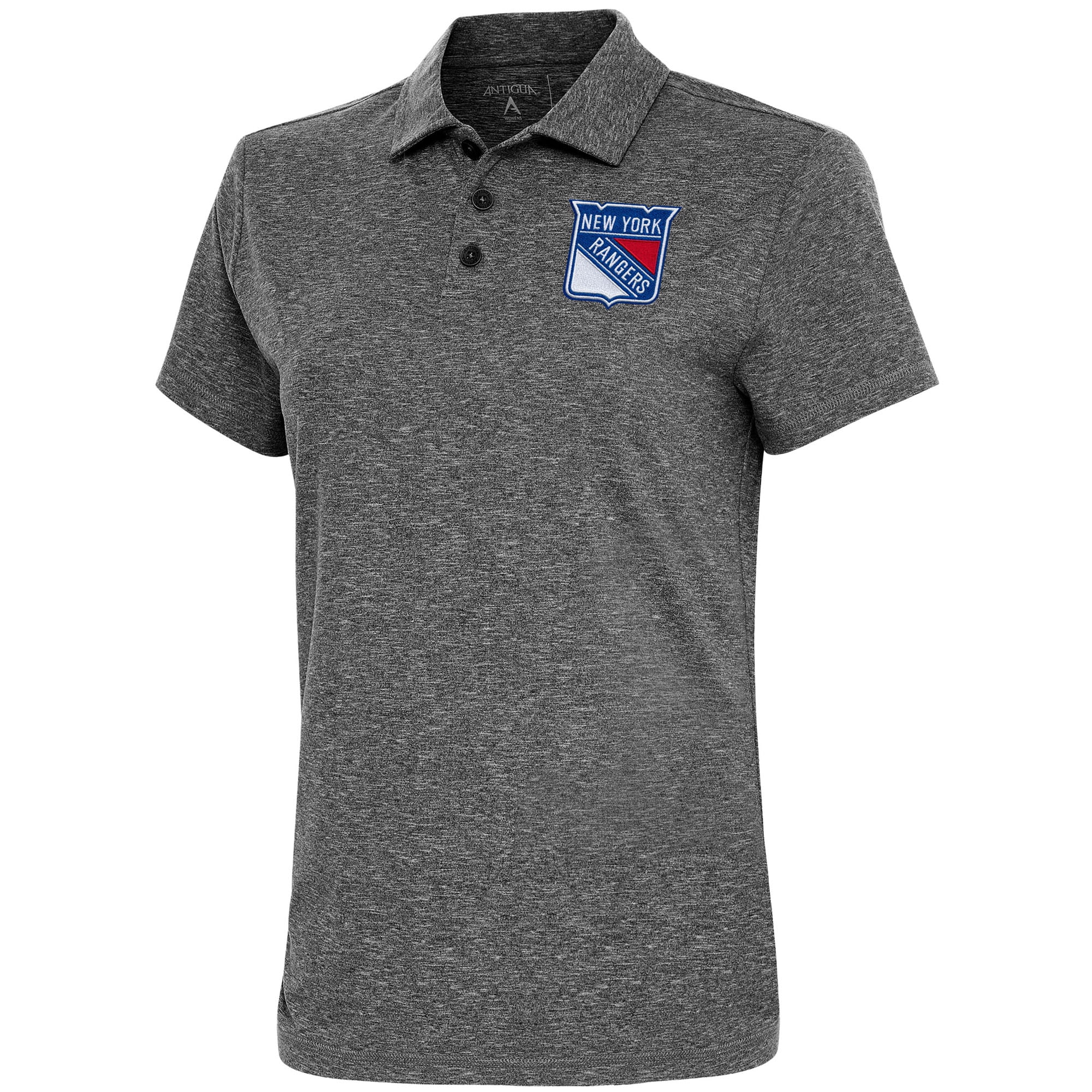 Women's Antigua  Heather Black New York Rangers Motivated Polo