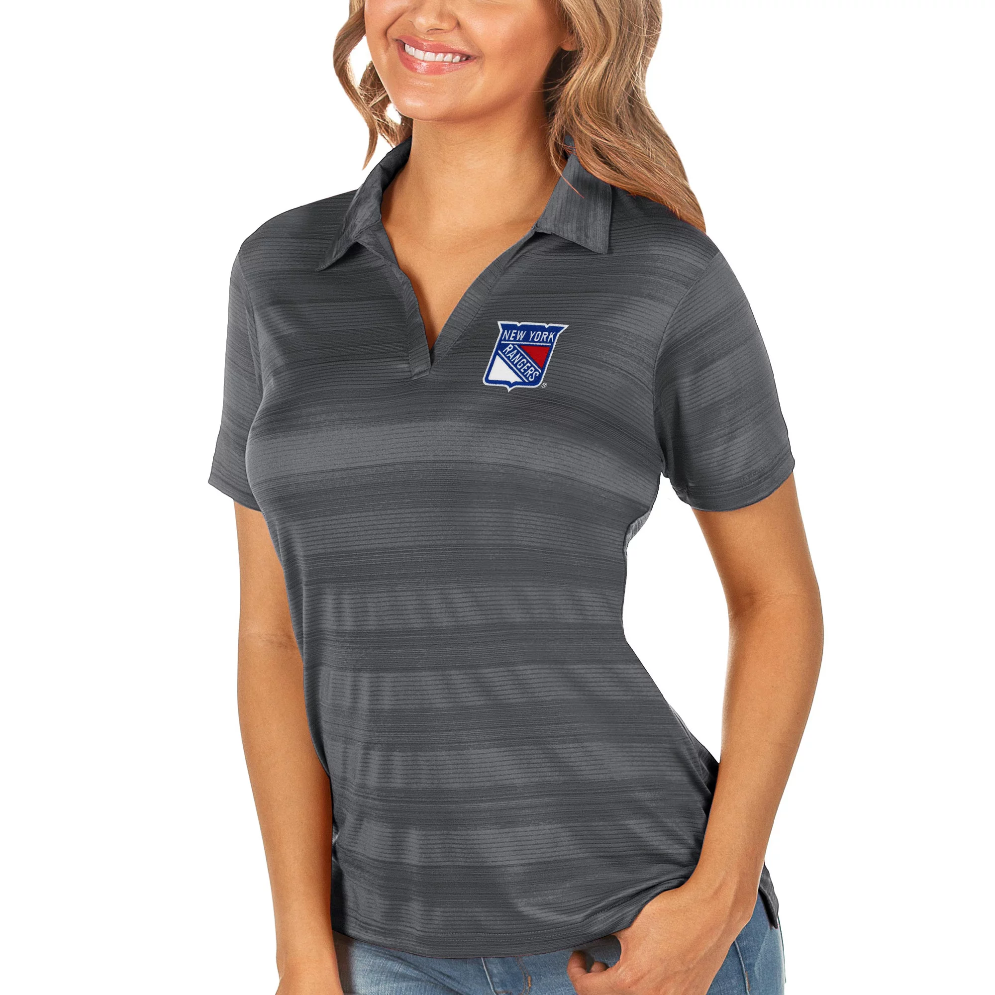 Women's Antigua Charcoal New York Rangers Compass Polo