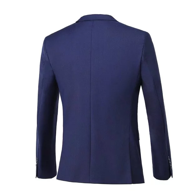 MOSEDOU Mens Suits Set Slim Fit Men 3 Piece Dress Suit Prom Blazer Wedding Formal Jacket & Vest & Pants Navy Blue XS
