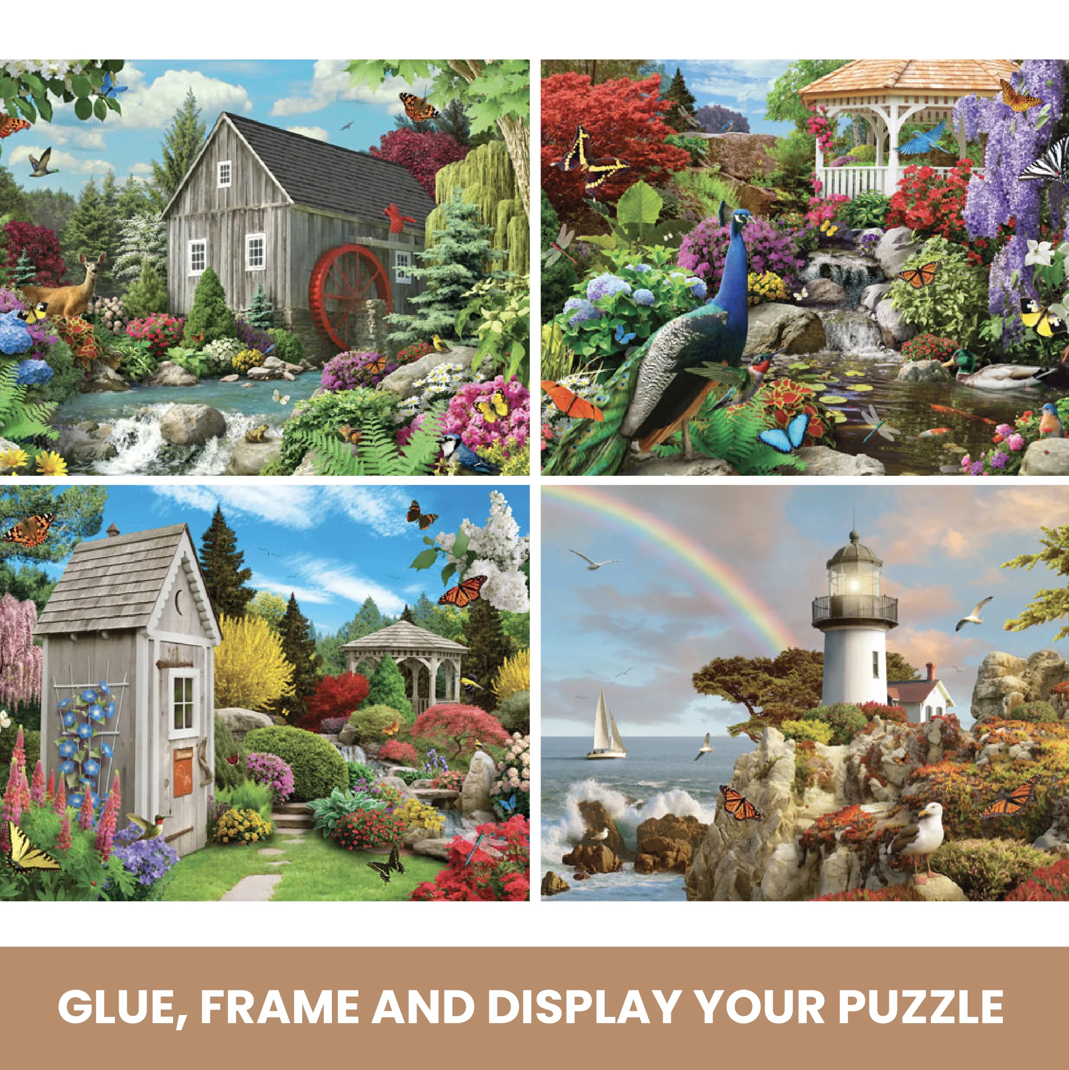 Bits and Pieces - 4-In-1 Multi-Pack Serene Beauty 300 Piece Jigsaw Puzzles for Adults - Each Puzzle Measures 16 