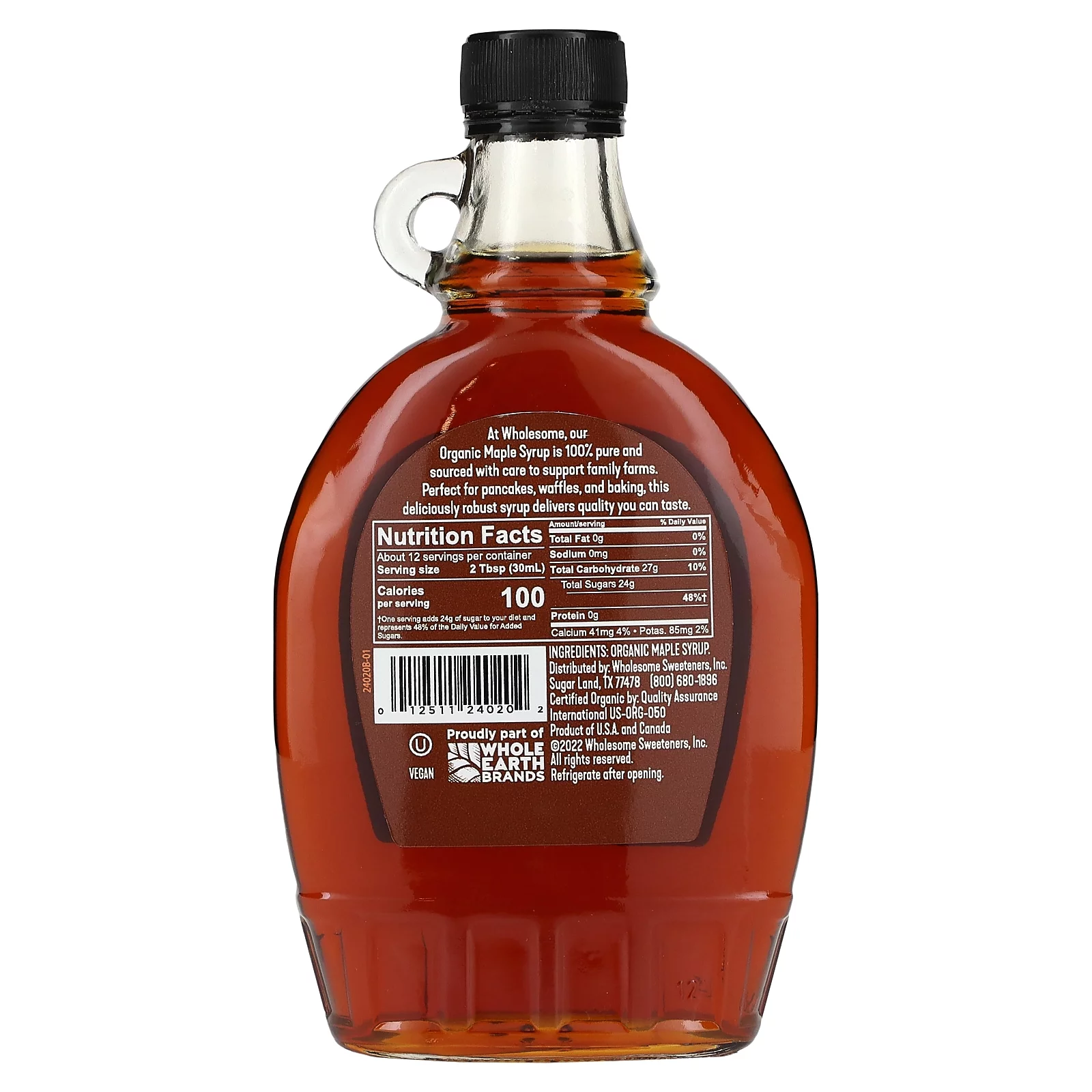 Wholesome Sweeteners Organic Maple Syrup, Dark, 12 fl oz (355 ml)
