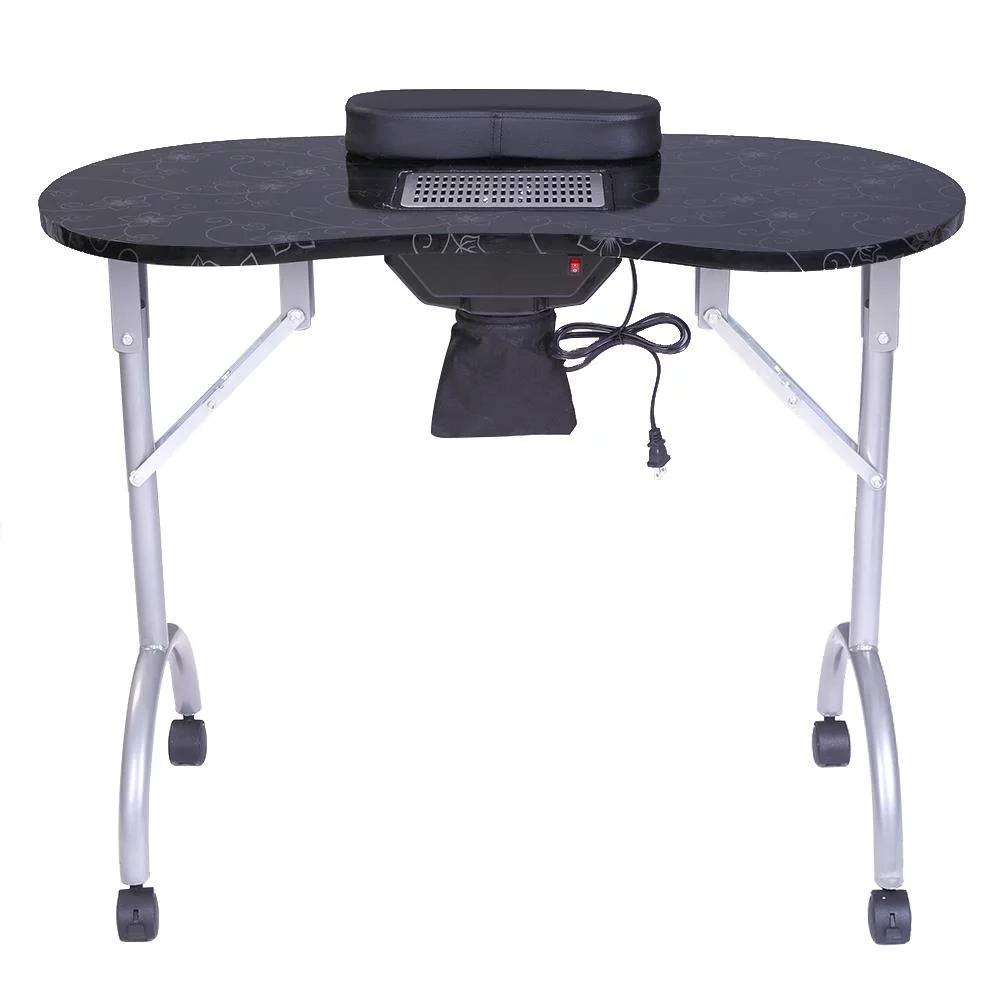 Zimtown Portable Manicure Table Foldable Nail Desk with Dust Collector, for Technician Spa Salon Workstation