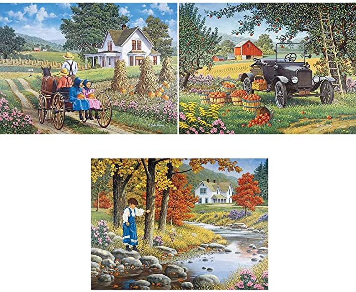 Bits and Pieces - Set of Three (3) 300 Piece Jigsaw Puzzles for Adults - A Perfect Pair, Pick Your Own, Stepping Stones - 300 pc Jigsaws by Artist John Sloane