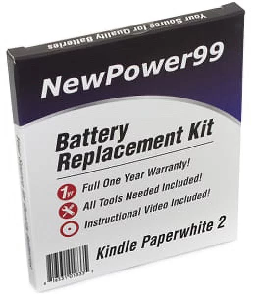 Amazon Kindle Paperwhite 2 Battery Replacement Kit with Tools, Video Instructions, Extended Life Battery and Full One Year Warranty