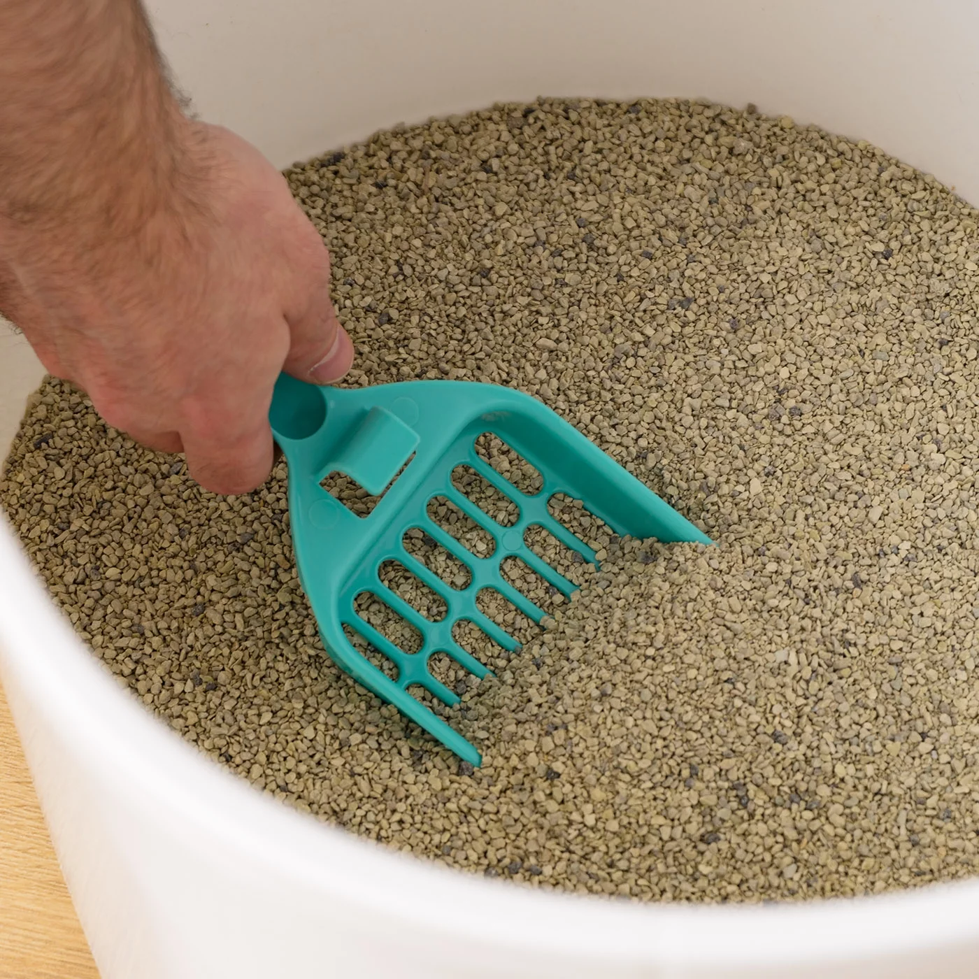 IRIS USA Large Oval Top Entry Cat Litter Box with Litter Catching Lid Privacy Walls and Scoop, White