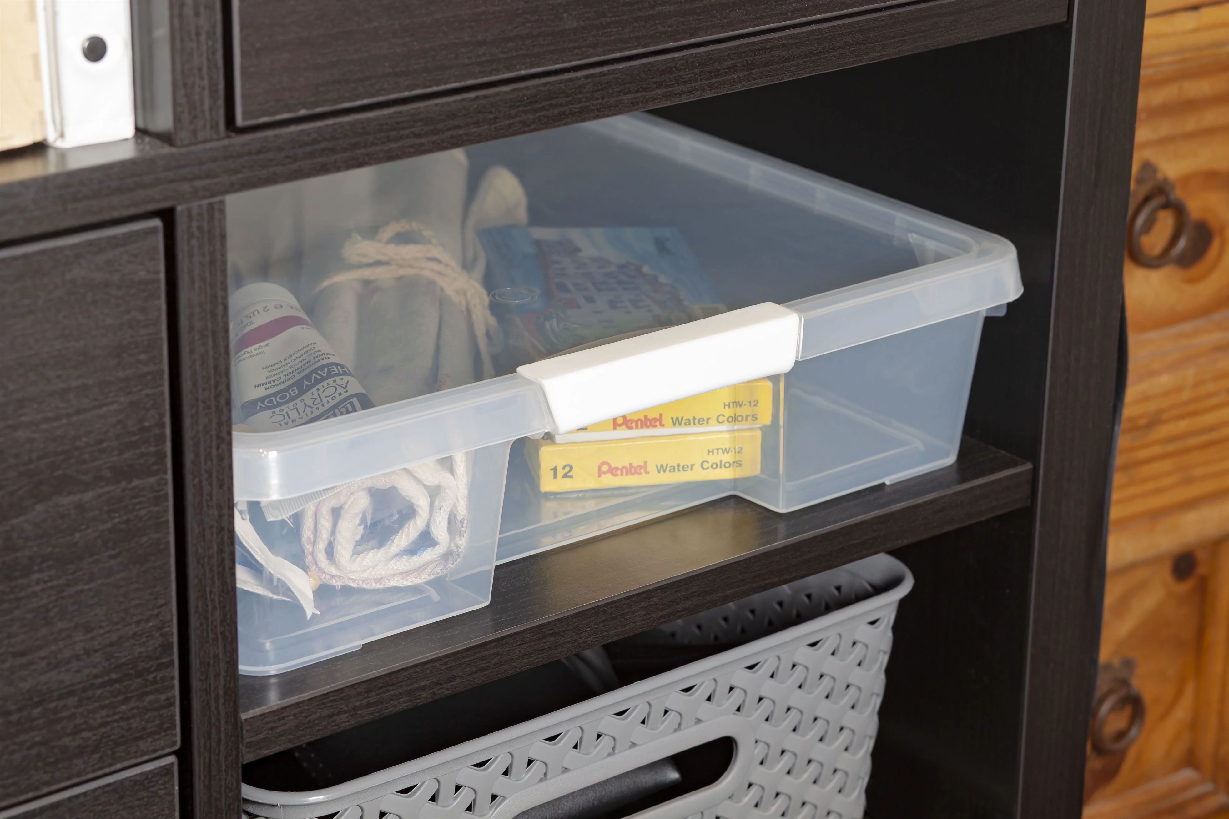 Pen+Gear Plastic File and Document Case with Supply Tray, Tint Clear, 5-Pack