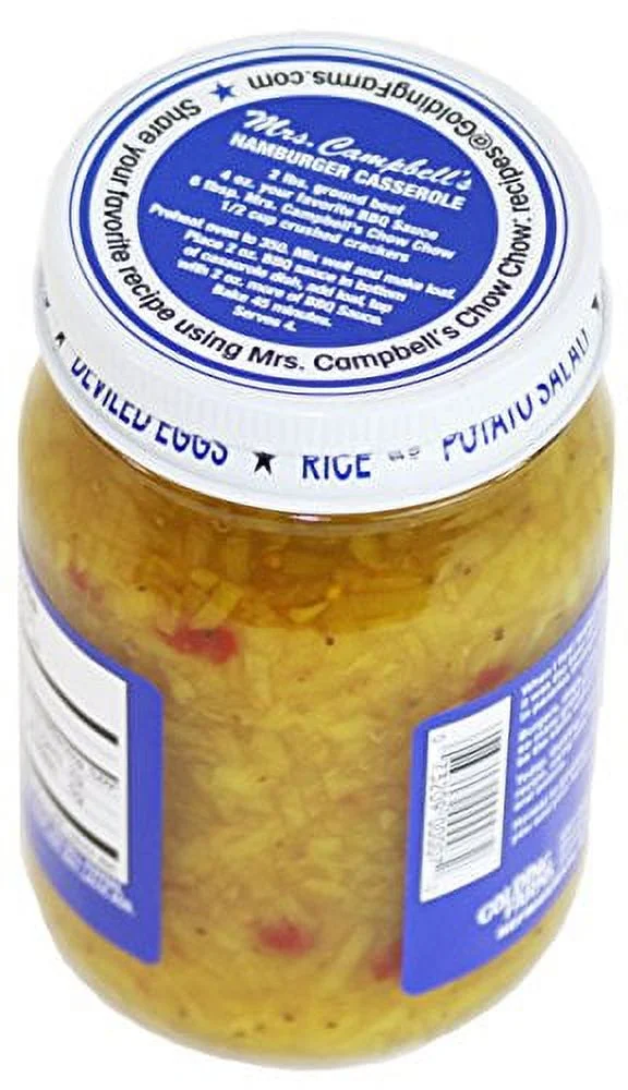 All Natural Sweet Southern Chow Chow Relish, 16 Oz Glass Jar (Pack Of 2)